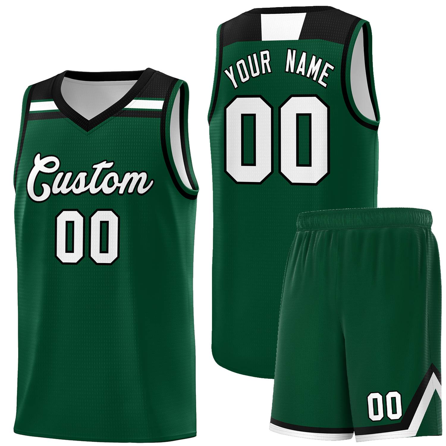 Custom Basketball Uniform Green White-Black Classic Sports Uniform Basketball Jersey | KXKSHOP