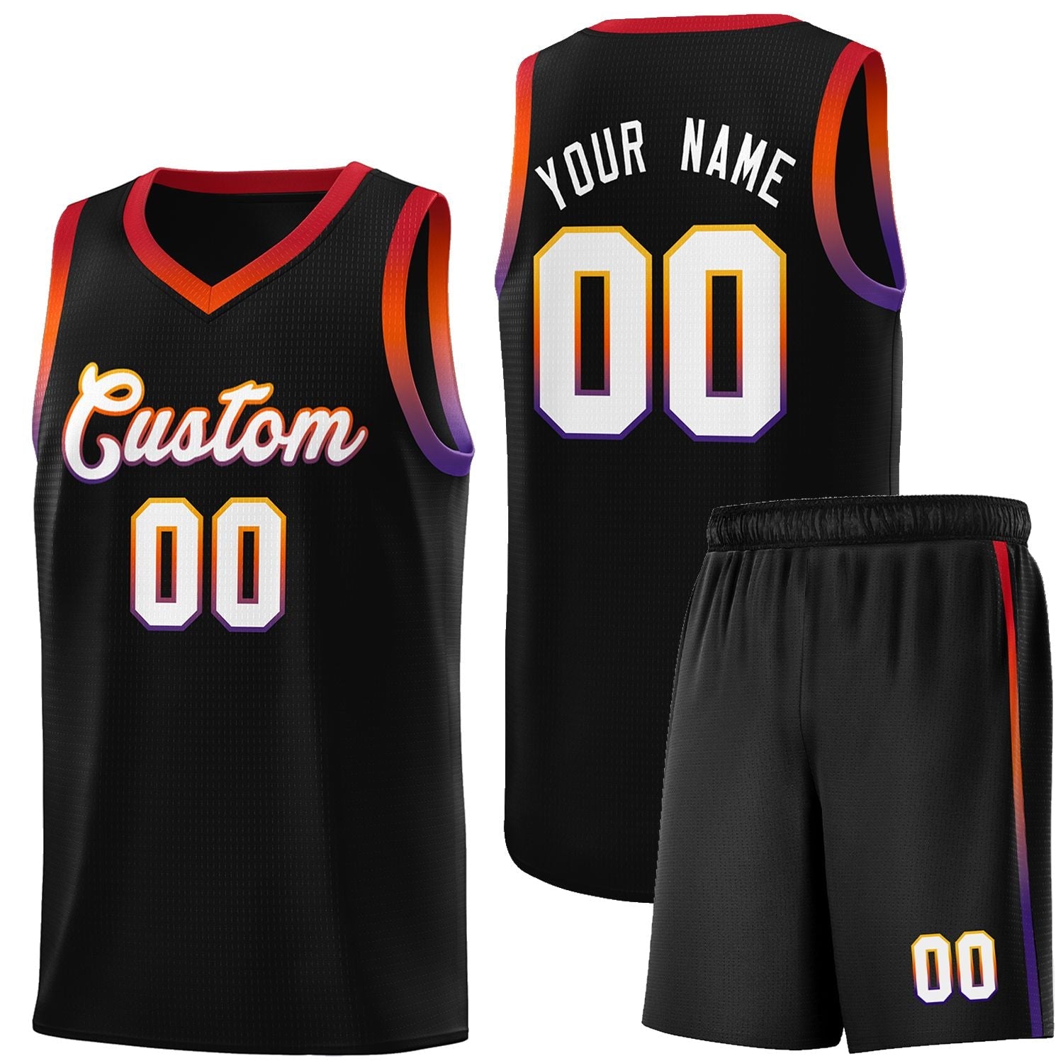 Custom Basketball Uniform Black Personalized Gradient Font Sports Uniform Basketball Jersey | KXKSHOP