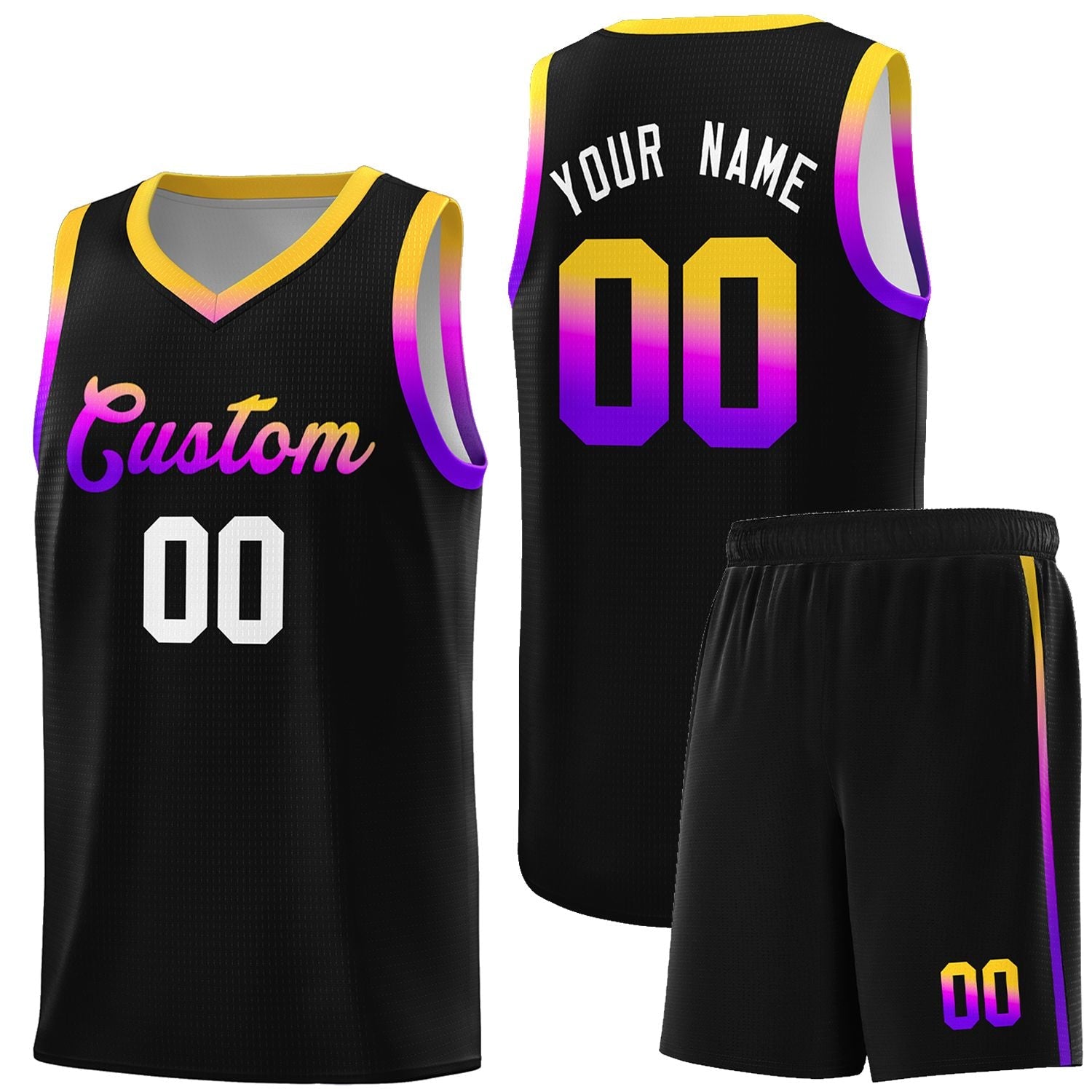Custom Basketball Uniform Black Personalized Gradient Font Sports Uniform Basketball Jersey | KXKSHOP