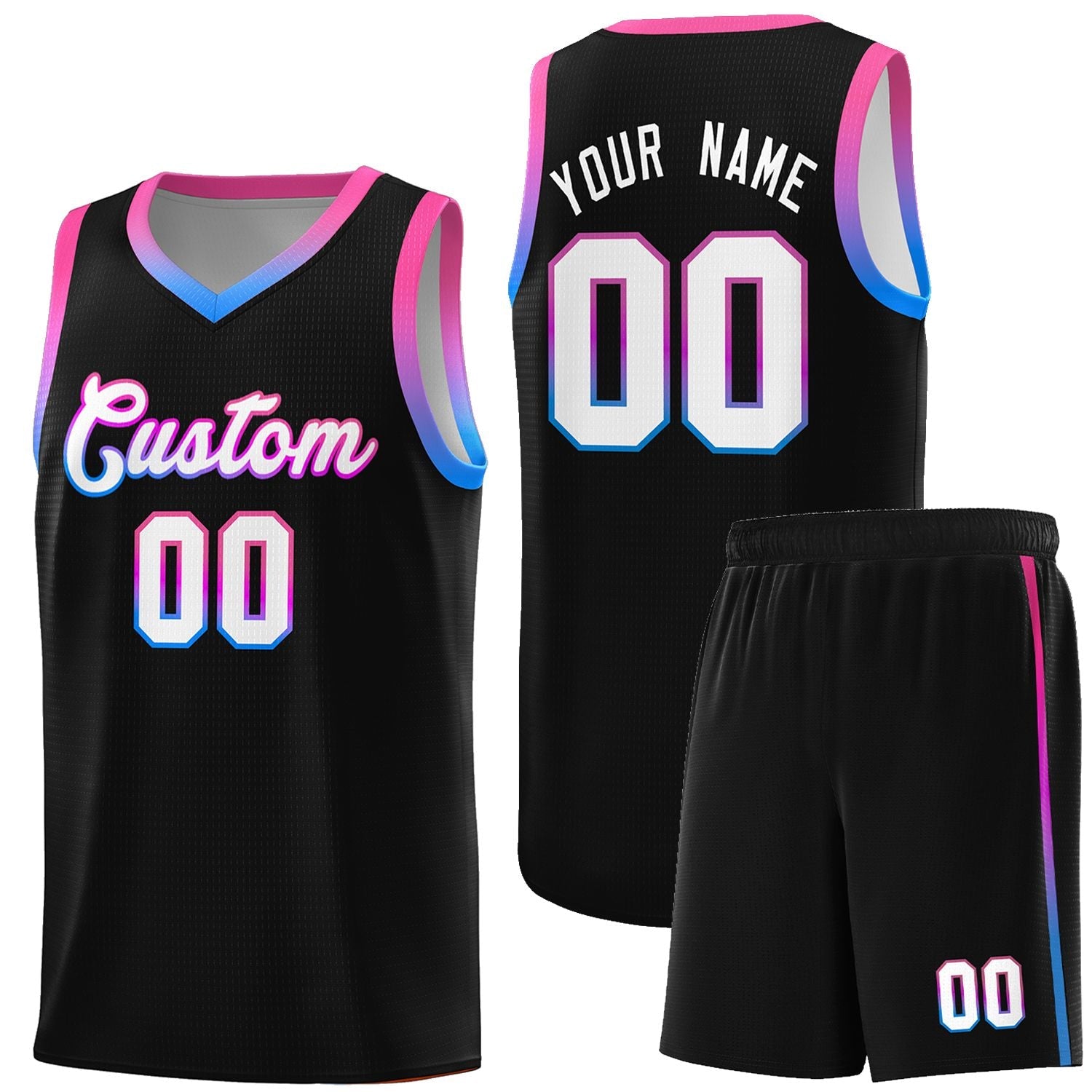 Custom Basketball Uniform Black Personalized Gradient Font Sports Uniform Basketball Jersey | KXKSHOP