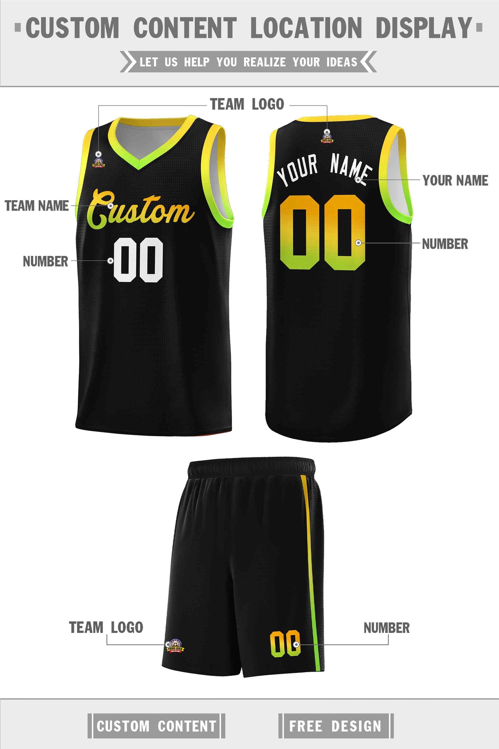 Custom Basketball Uniform Black Personalized Gradient Font Sports Uniform Basketball Jersey | KXKSHOP