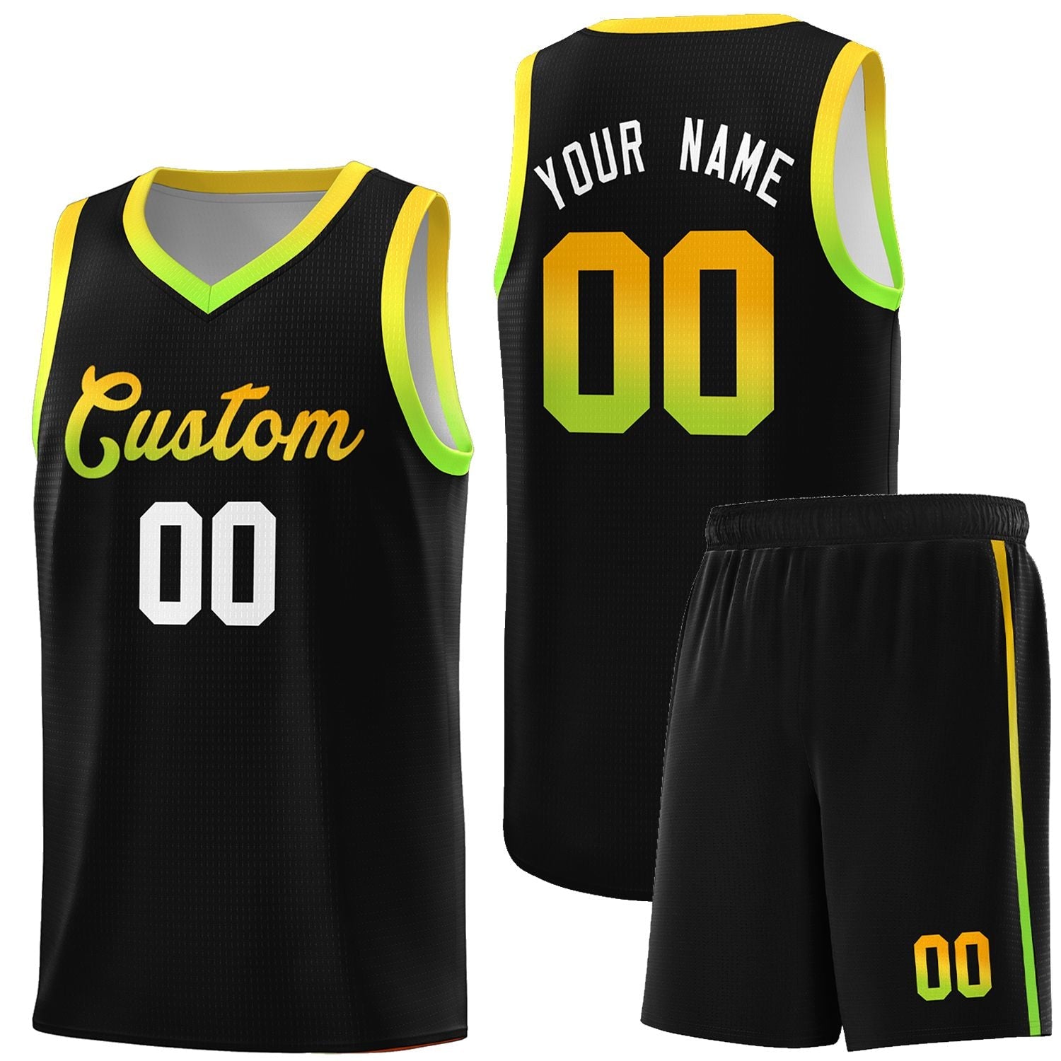Custom Basketball Uniform Black Personalized Gradient Font Sports Uniform Basketball Jersey | KXKSHOP