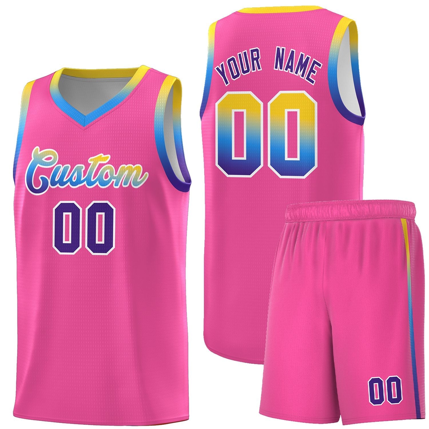 Custom Basketball Uniform Pink Personalized Gradient Font Sports Uniform Basketball Jersey | KXKSHOP