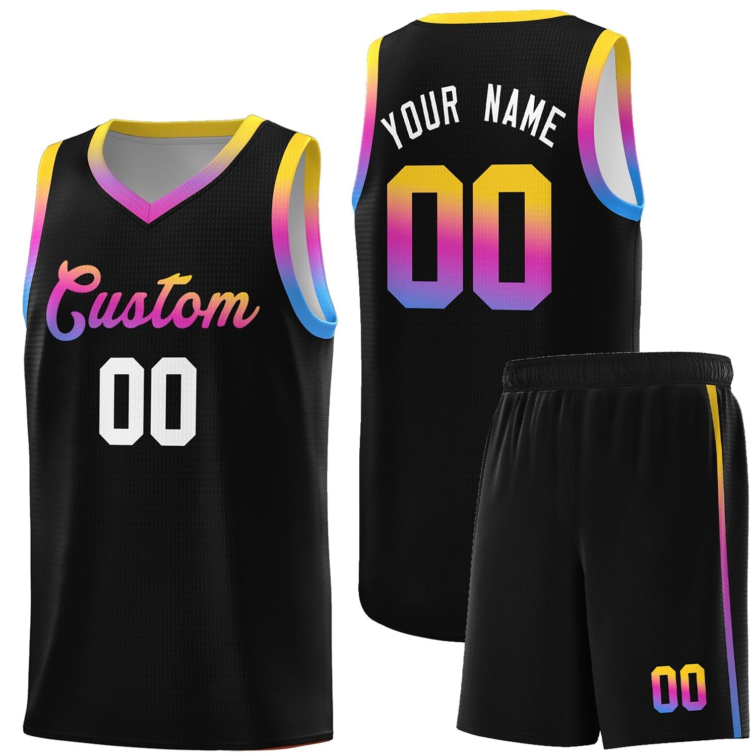 Custom Basketball Uniform Black Personalized Gradient Font Sports Uniform Basketball Jersey | KXKSHOP
