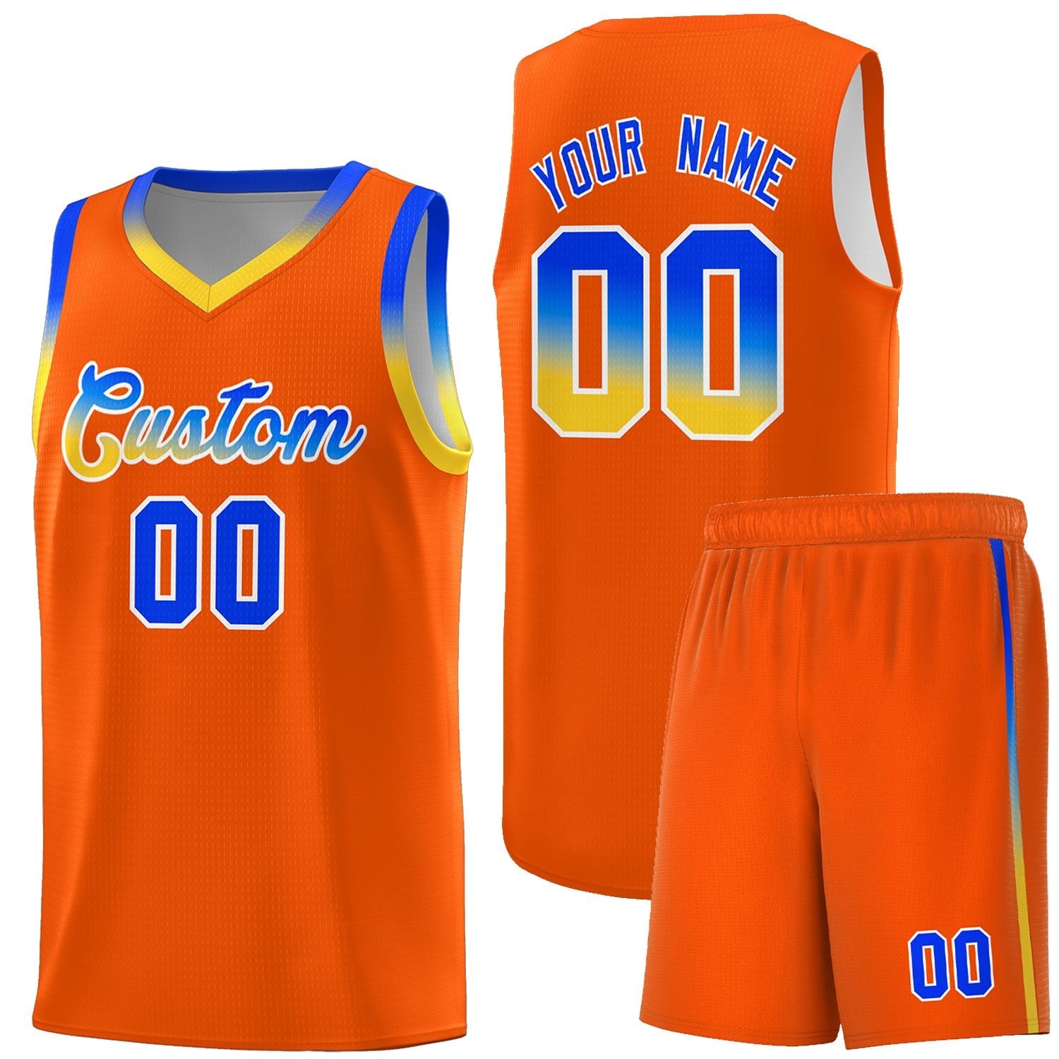 Custom Basketball Uniform Orange Personalized Gradient Font Sports Uniform Basketball Jersey | KXKSHOP