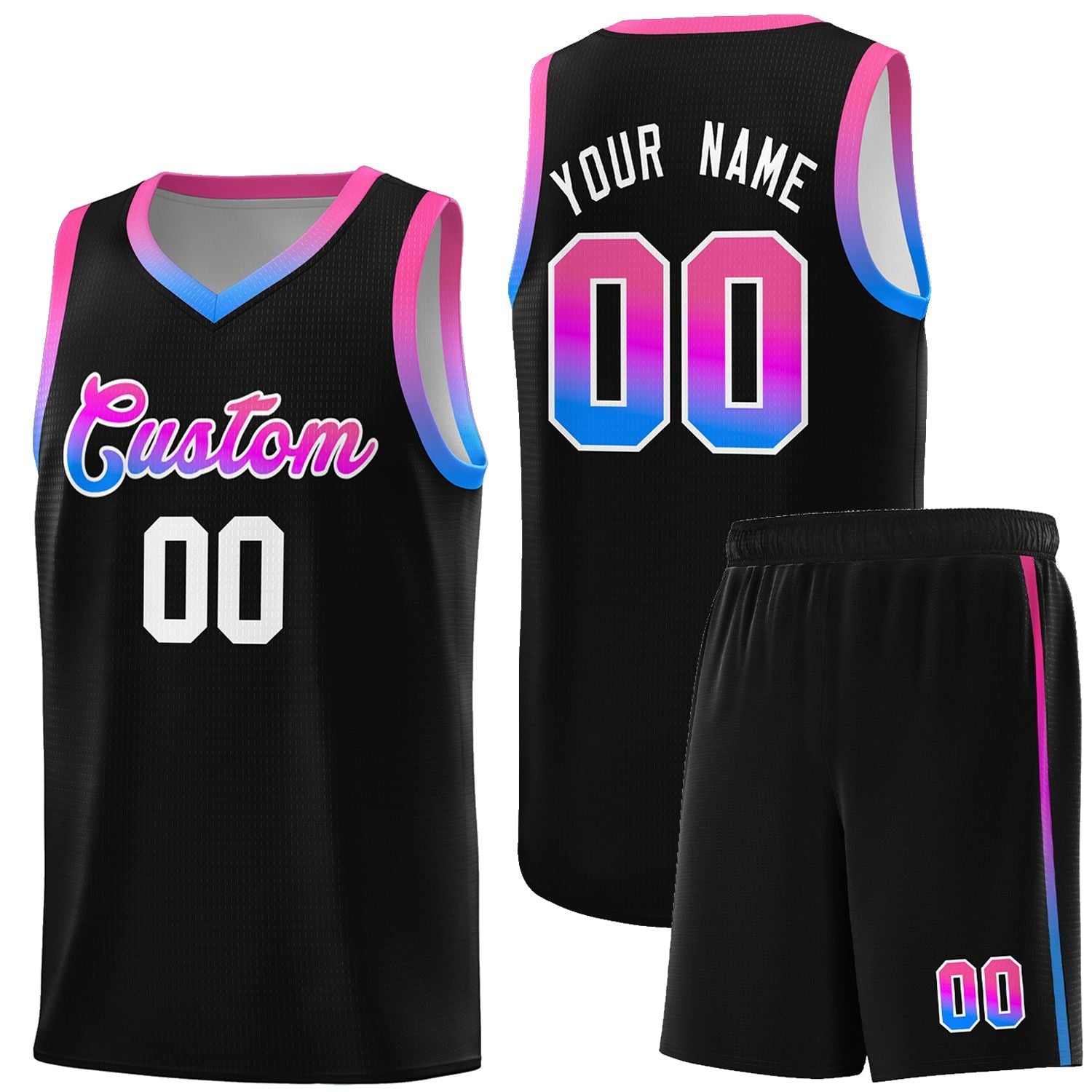 Custom Basketball Uniform Black Personalized Gradient Font Sports Uniform Basketball Jersey | KXKSHOP