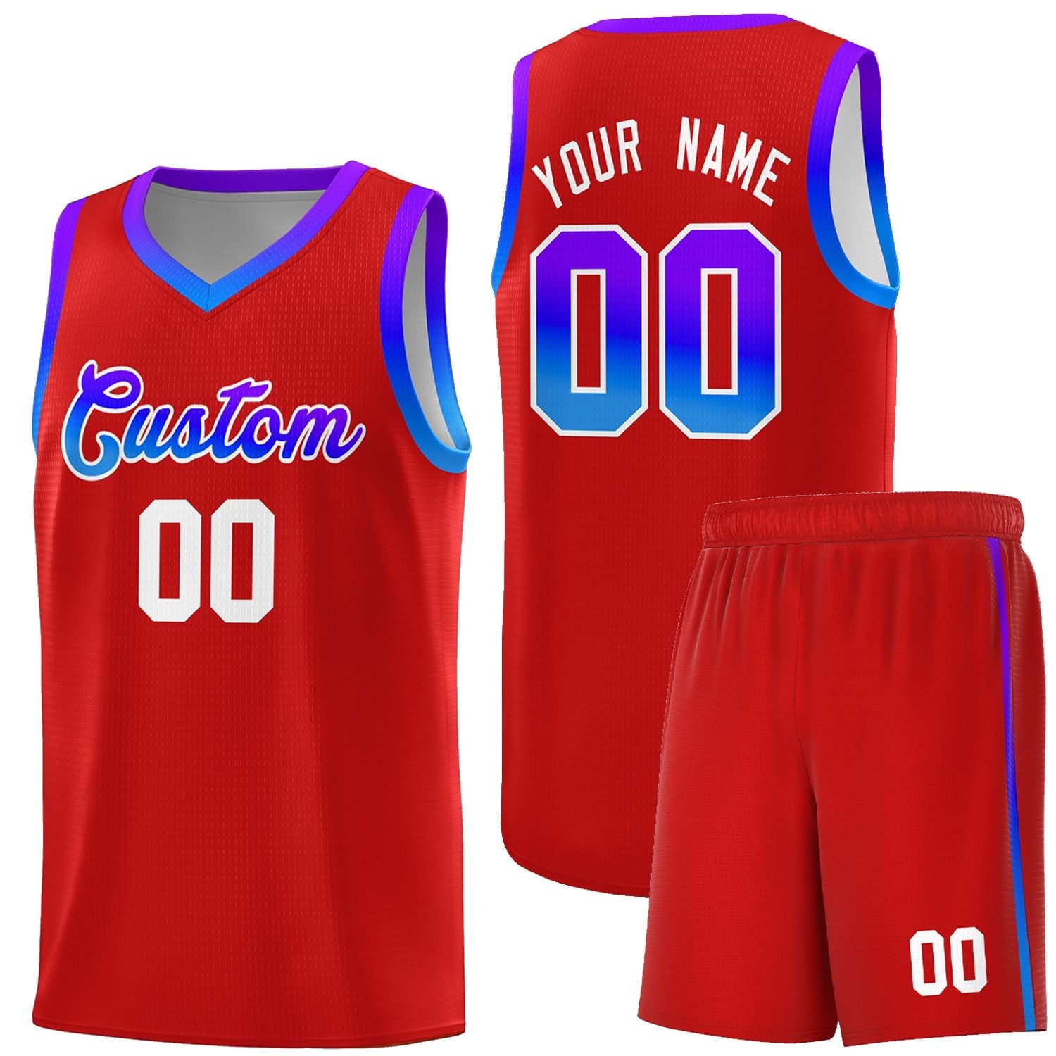 Custom Basketball Uniform Red Personalized Gradient Font Sports Uniform Basketball Jersey | KXKSHOP