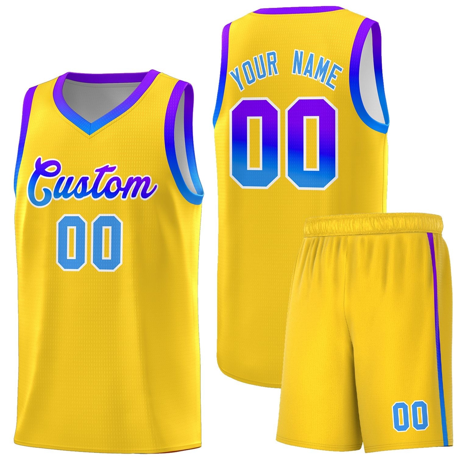 Custom Basketball Uniform Gold Personalized Gradient Font Sports Uniform Basketball Jersey | KXKSHOP