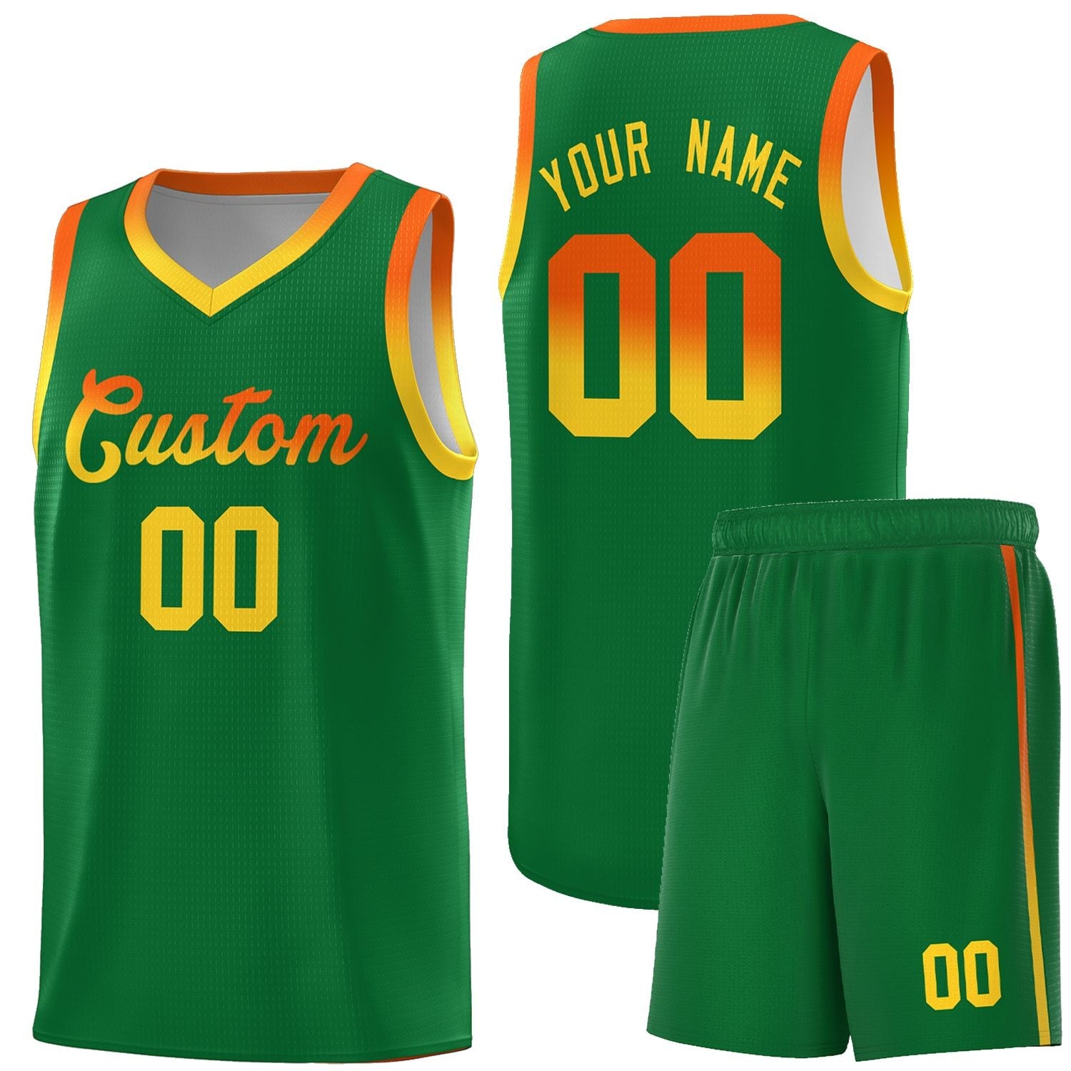 Custom Basketball Uniform Kelly Green Personalized Gradient Font Sports Uniform Basketball Jersey | KXKSHOP