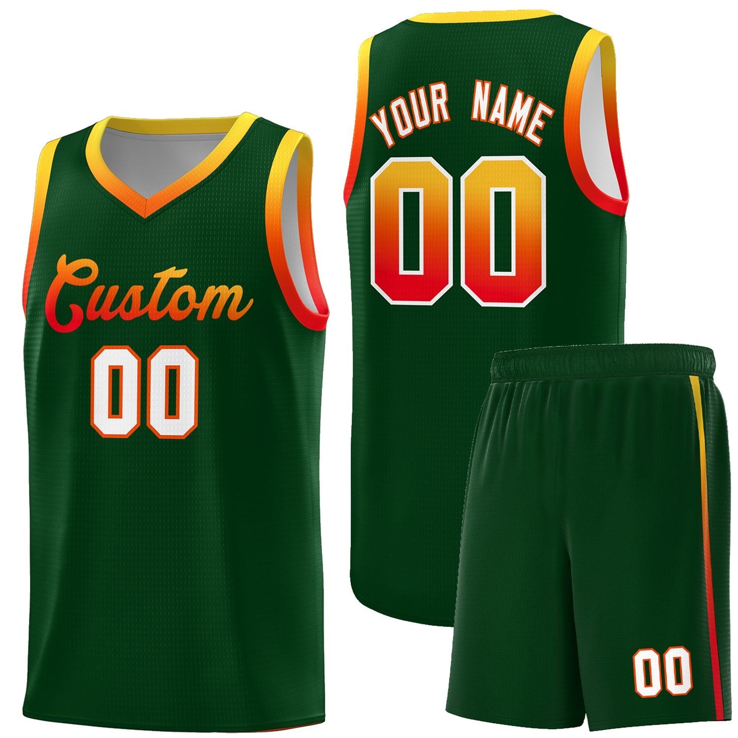 Custom Basketball Uniform Green Personalized Gradient Font Sports Uniform Basketball Jersey | KXKSHOP