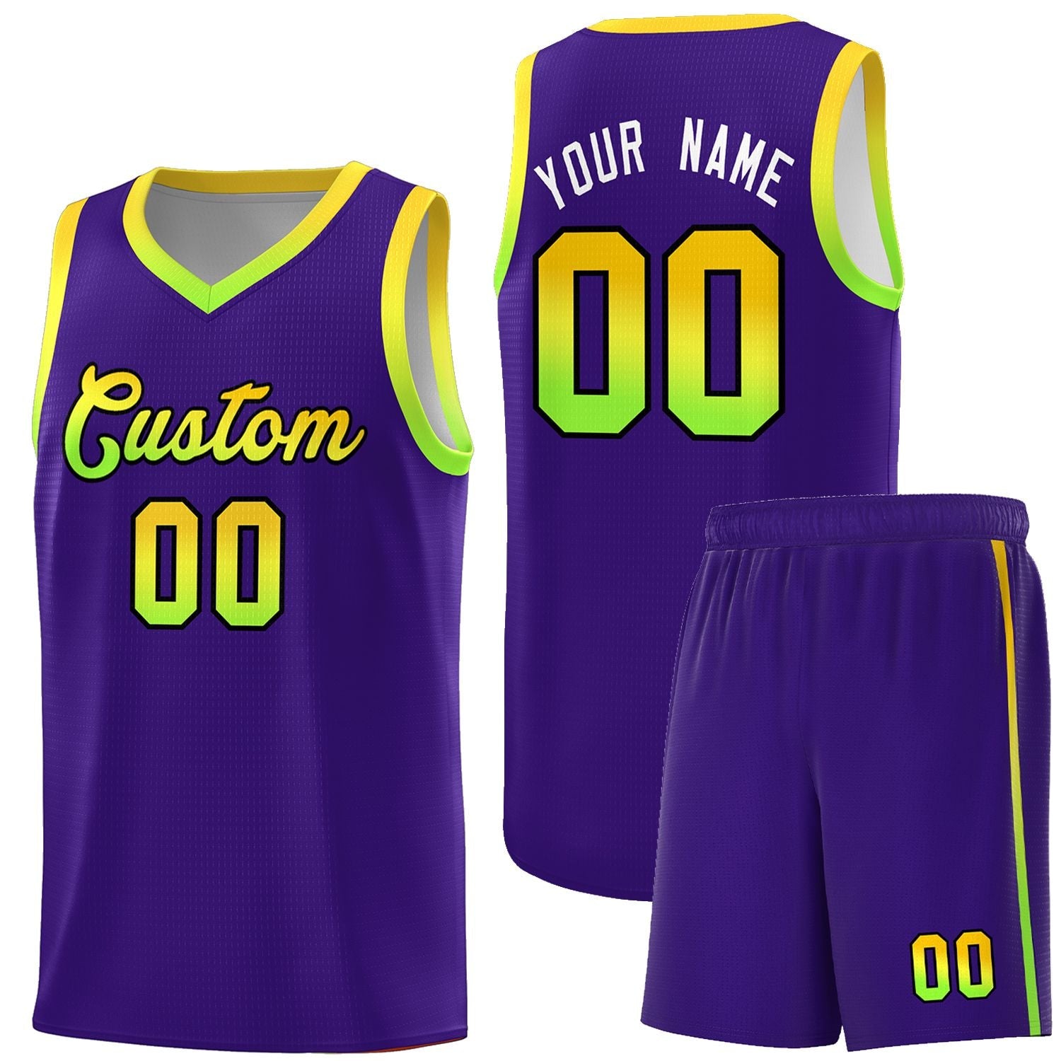 Custom Basketball Uniform Purple Personalized Gradient Font Sports Uniform Basketball Jersey | KXKSHOP