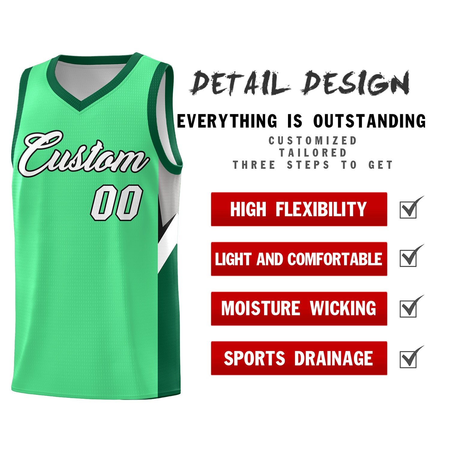Custom Bright Green Kelly Green Side Design Sets Sports Uniform Basketball Jersey