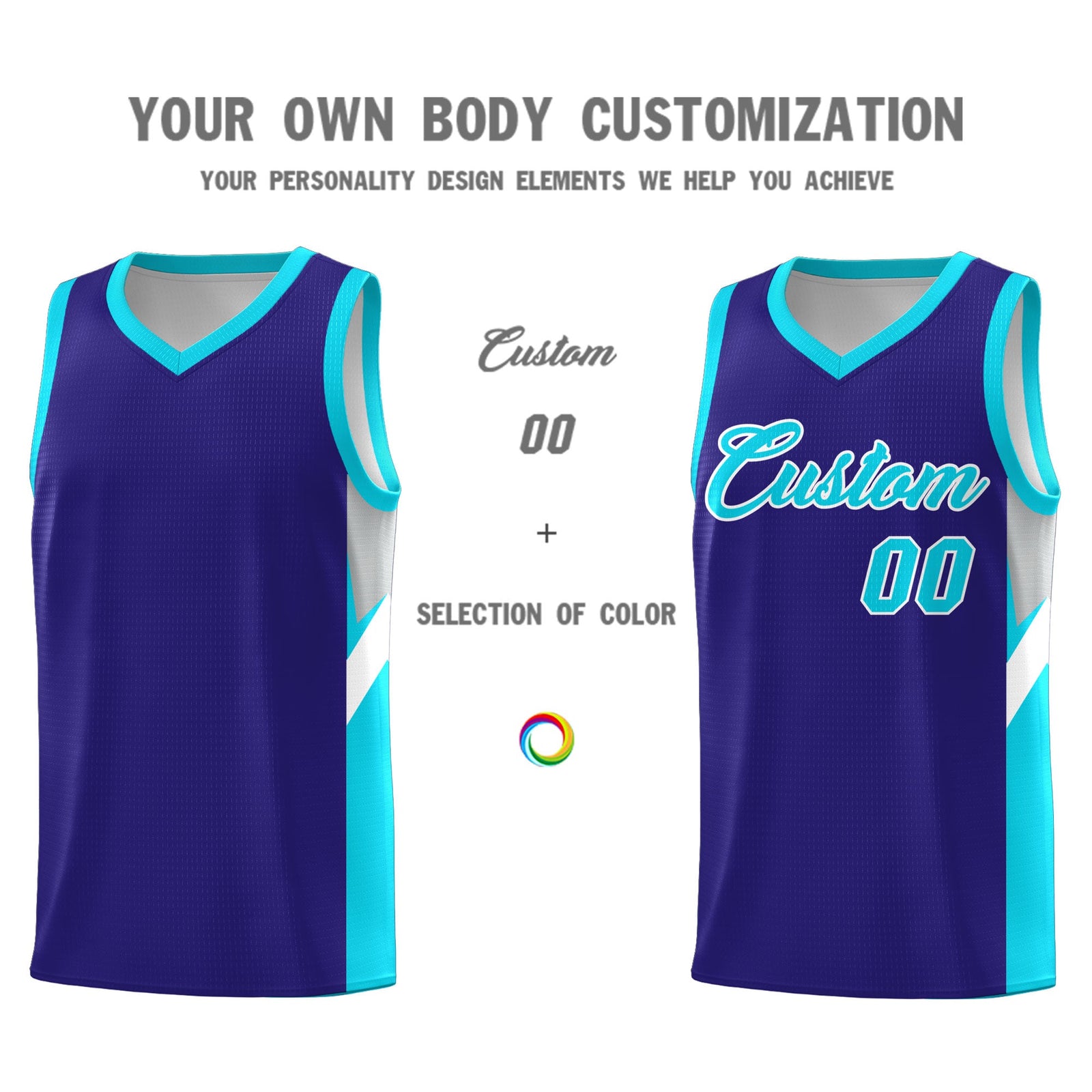 Custom Royal Sky Blue Side Design Sets Sports Uniform Basketball Jersey
