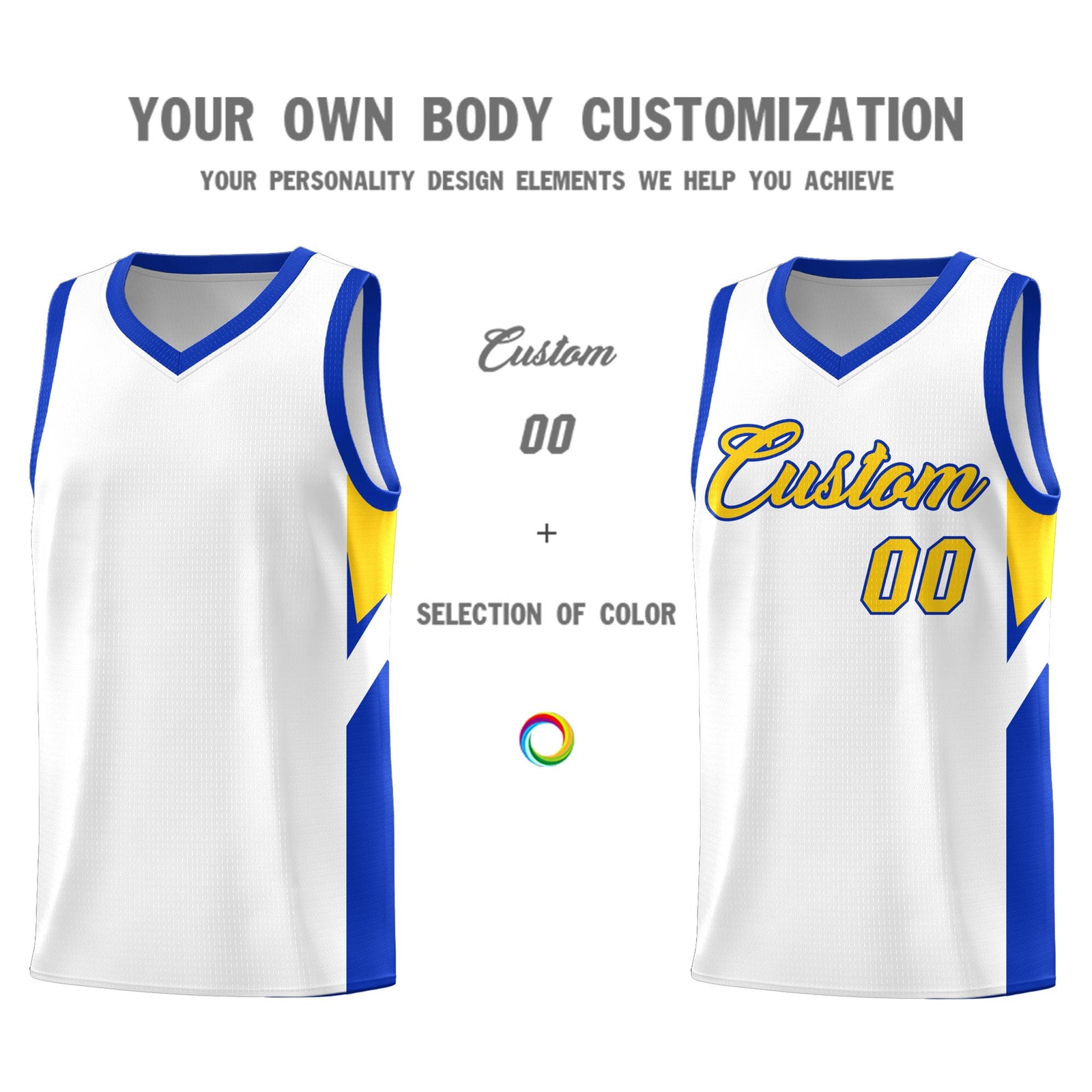 Custom White Royal Side Design Sets Sports Uniform Basketball Jersey