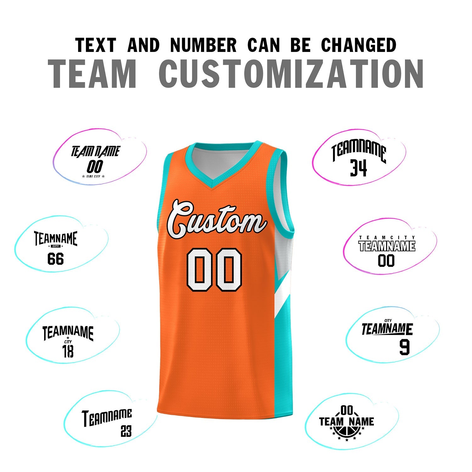 Custom Orange Aqua Side Design Sets Sports Uniform Basketball Jersey
