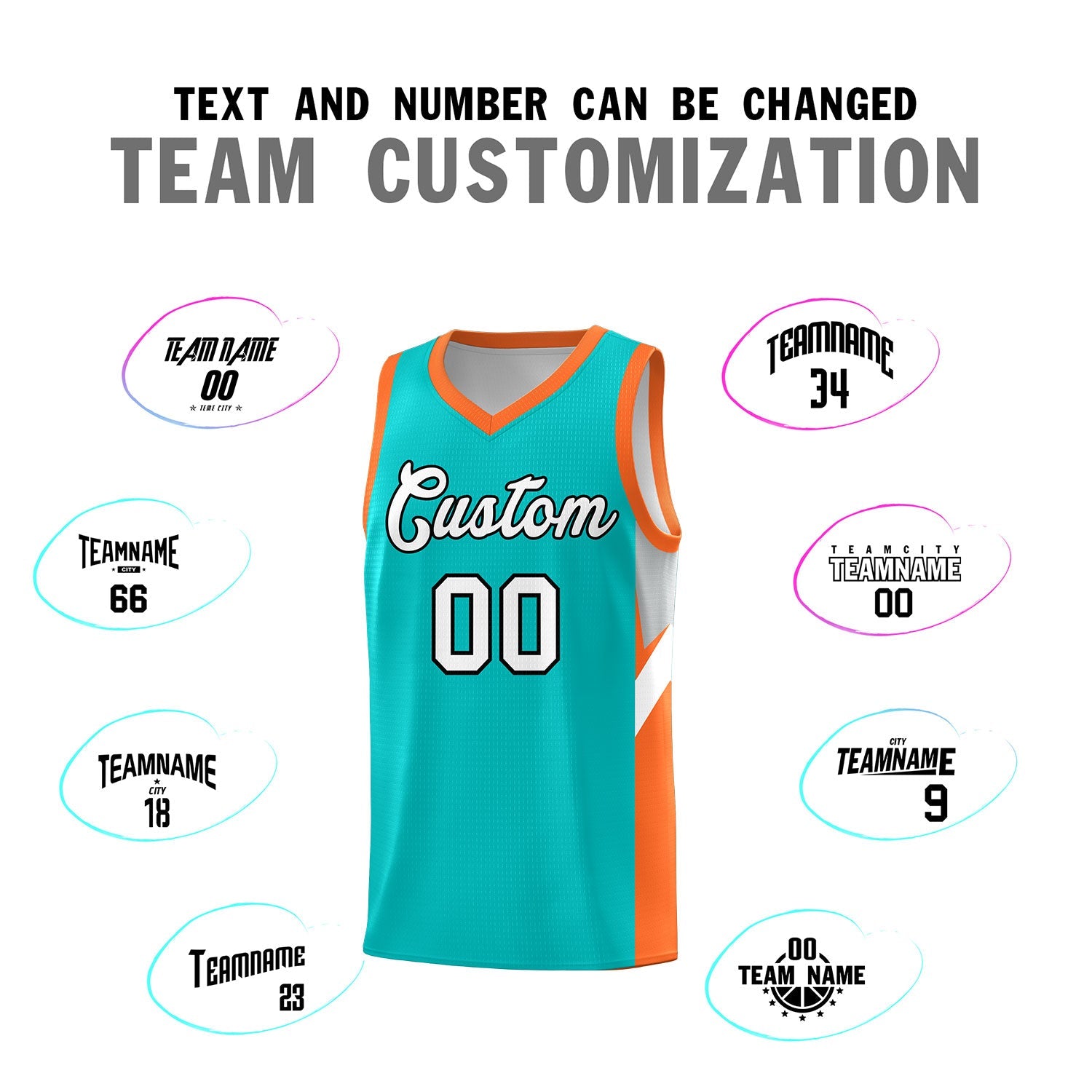 Custom Aqua Orange Side Design Sets Sports Uniform Basketball Jersey