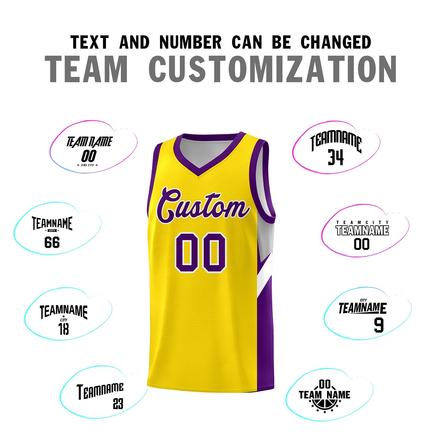 Custom Gold Purple Side Design Sets Sports Uniform Basketball Jersey