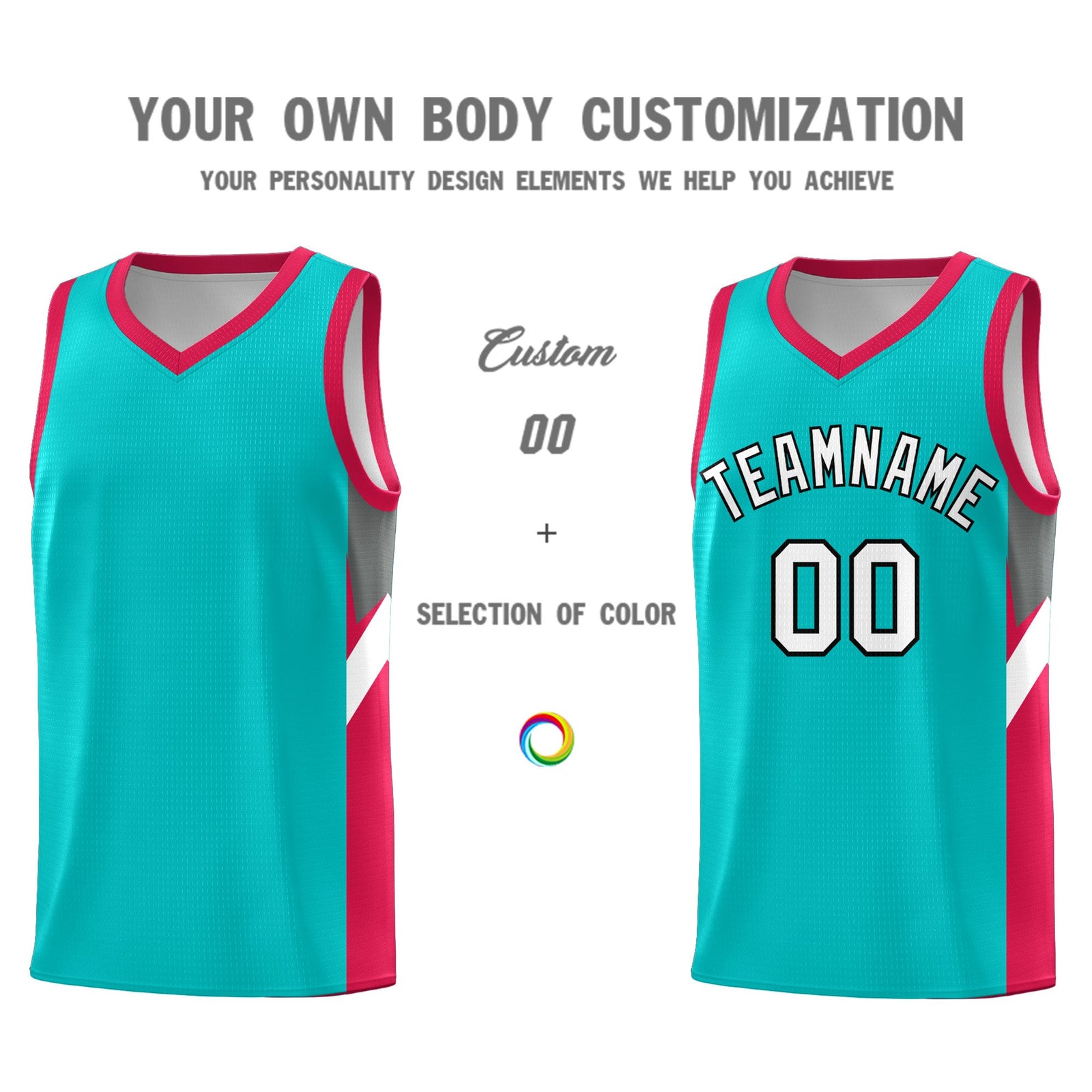 Custom Aqua Red Side Design Sets Sports Uniform Basketball Jersey