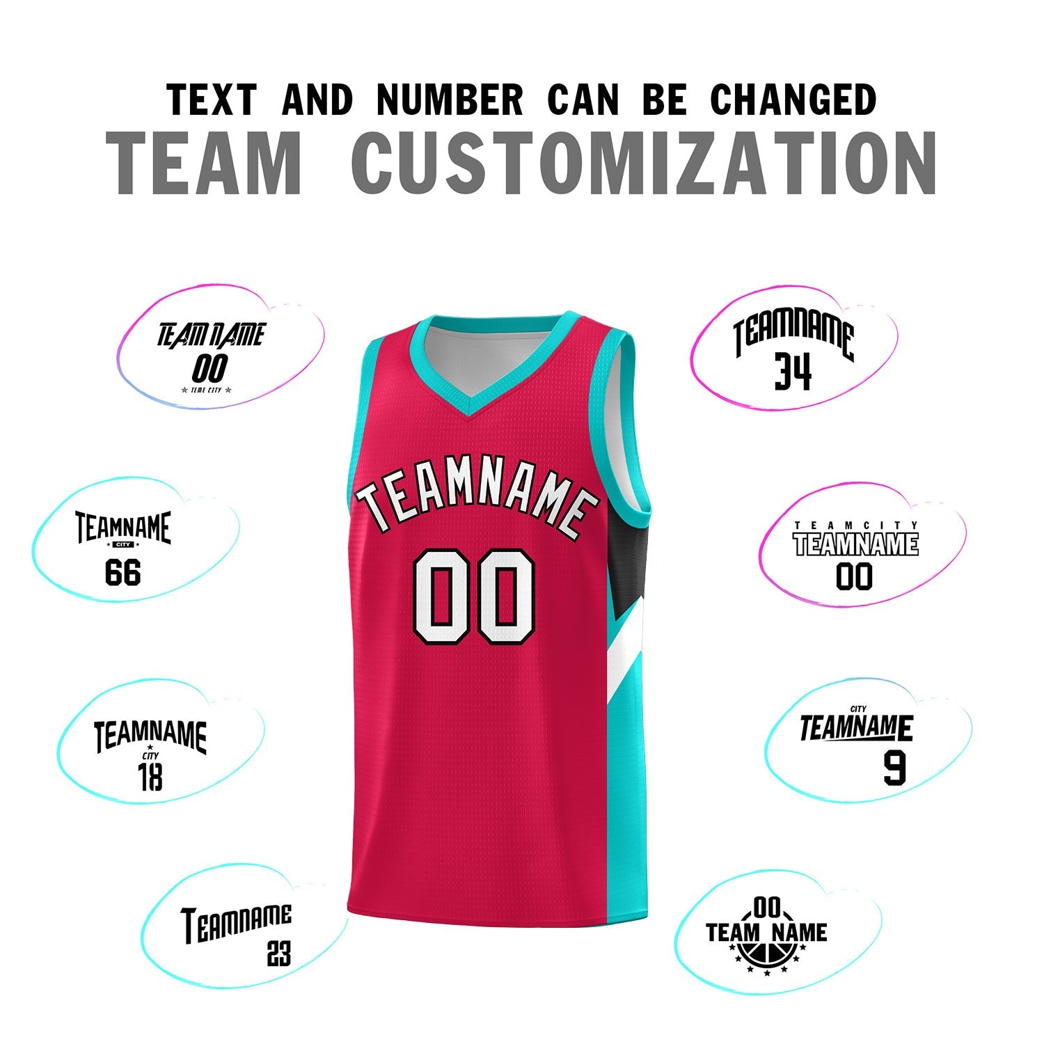 Custom Red Aqua Side Design Sets Sports Uniform Basketball Jersey