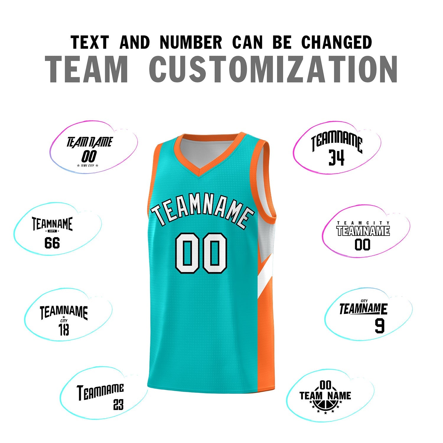 Custom Aqua Orange Side Design Sets Sports Uniform Basketball Jersey
