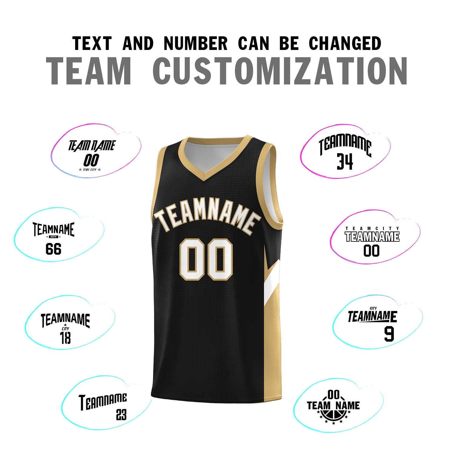 Custom Black Old Gold Side Design Sets Sports Uniform Basketball Jersey