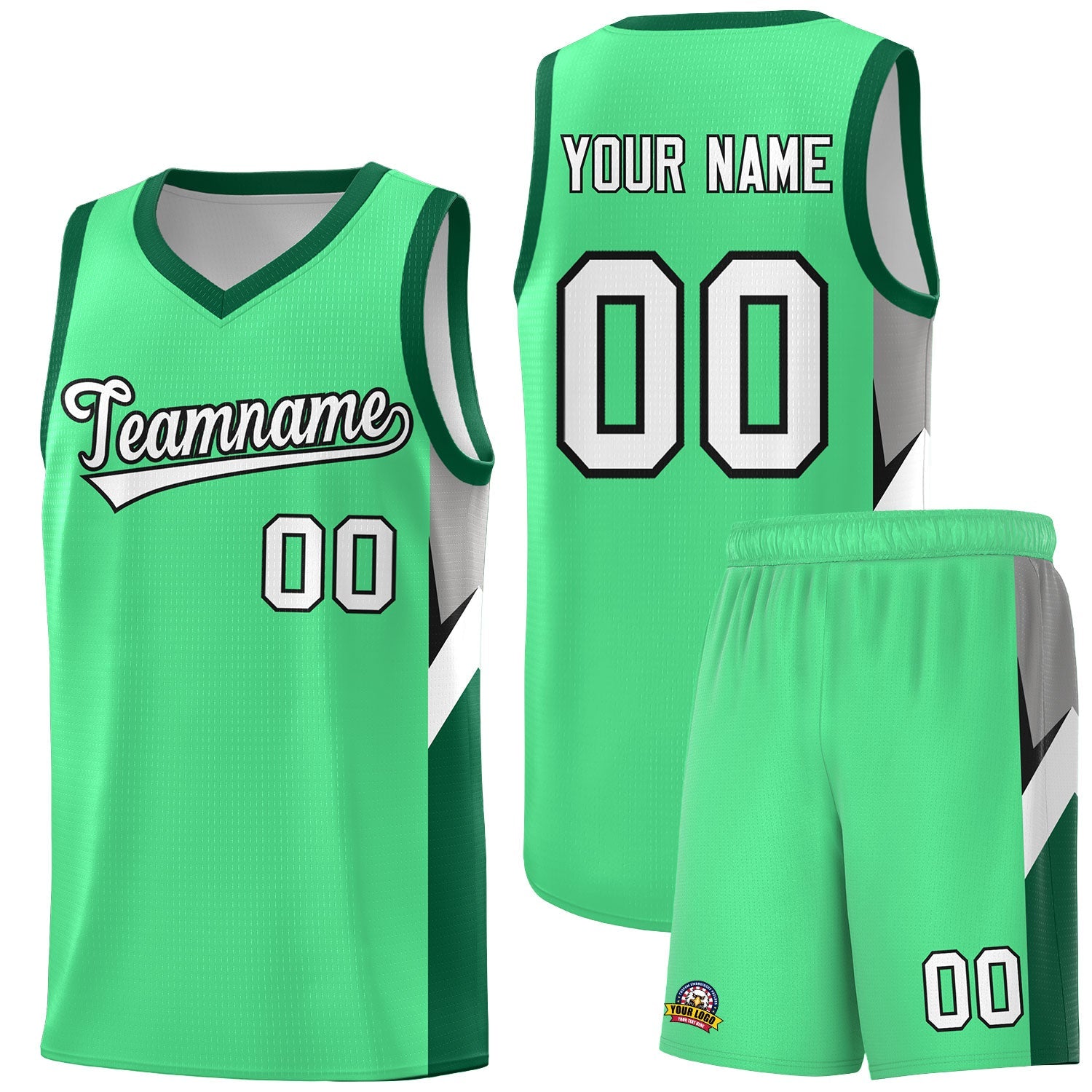 Custom Bright Green Kelly Green Side Design Sets Sports Uniform Basketball Jersey