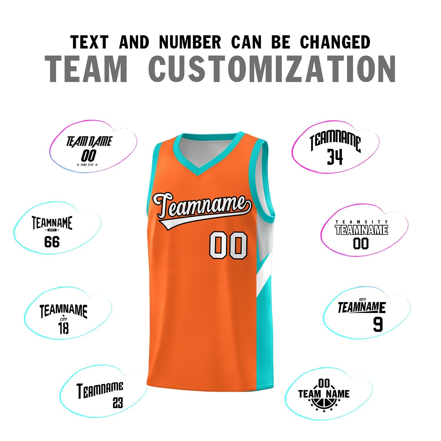 Custom Orange Aqua Side Design Sets Sports Uniform Basketball Jersey