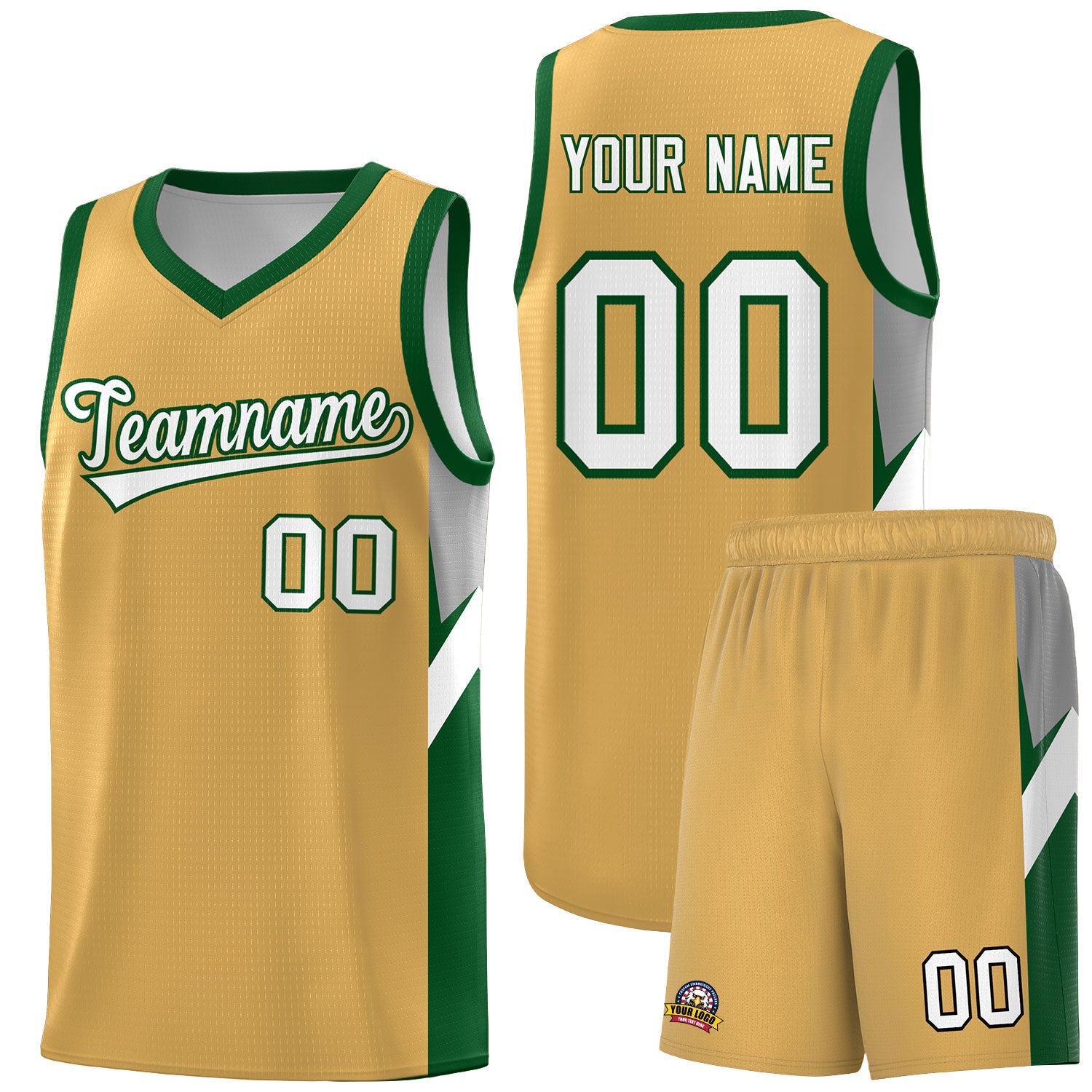 Custom Buckskin Brown Green Side Design Sets Sports Uniform Basketball Jersey