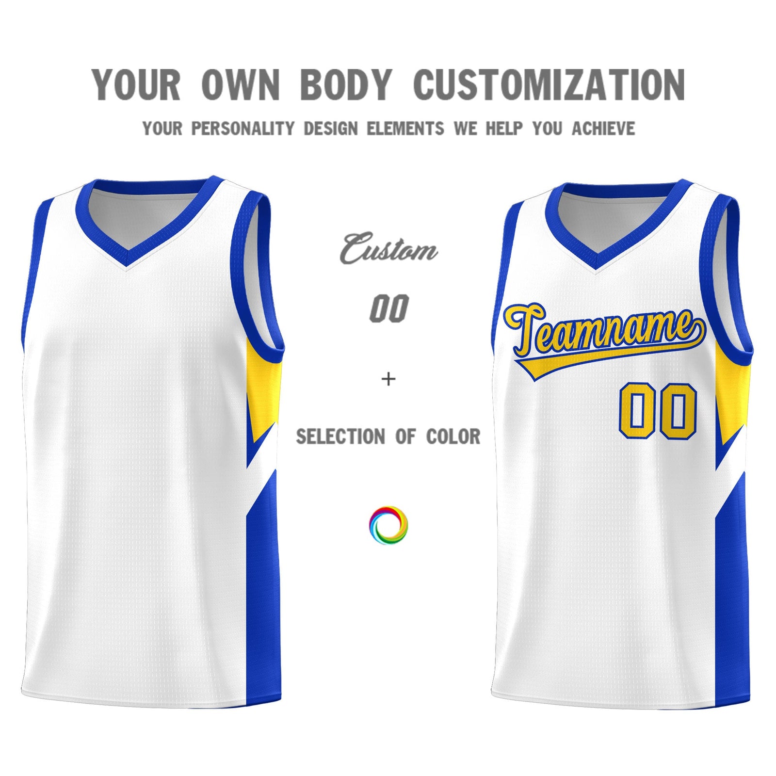 Custom White Royal Side Design Sets Sports Uniform Basketball Jersey