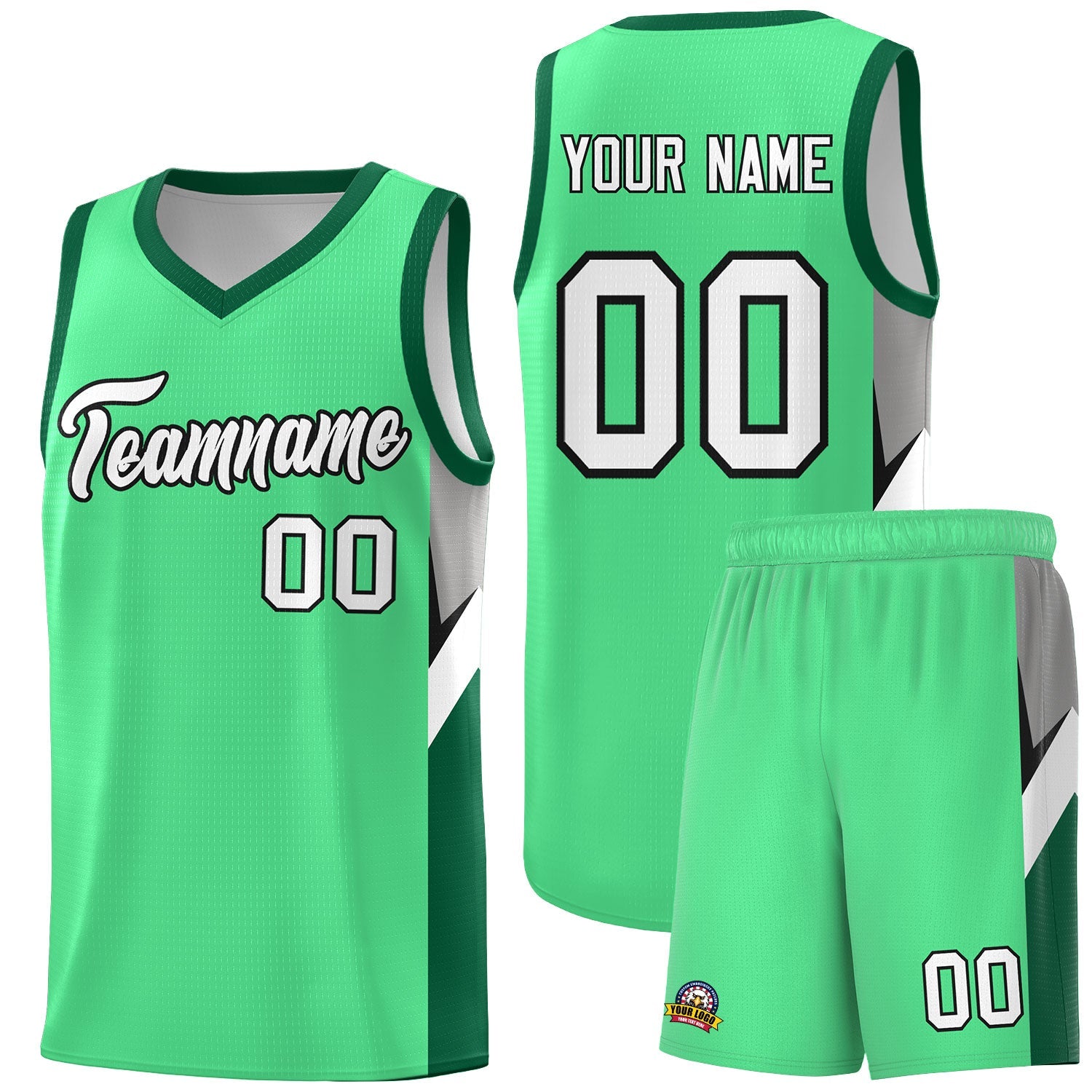 Custom Bright Green Kelly Green Side Design Sets Sports Uniform Basketball Jersey