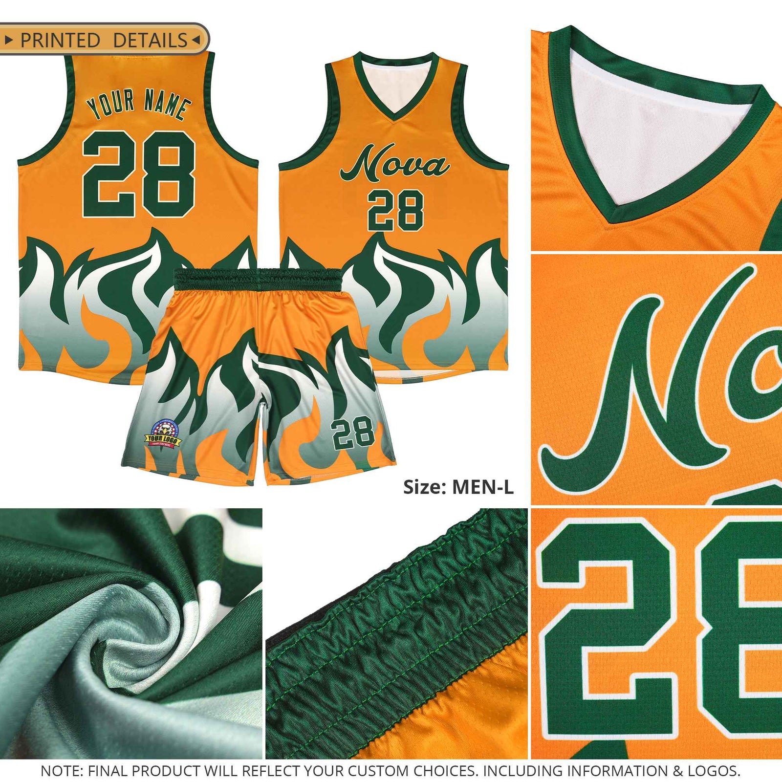Custom Black Bright Green Hem Flame Pattern Fashion Sports Uniform Basketball jersey