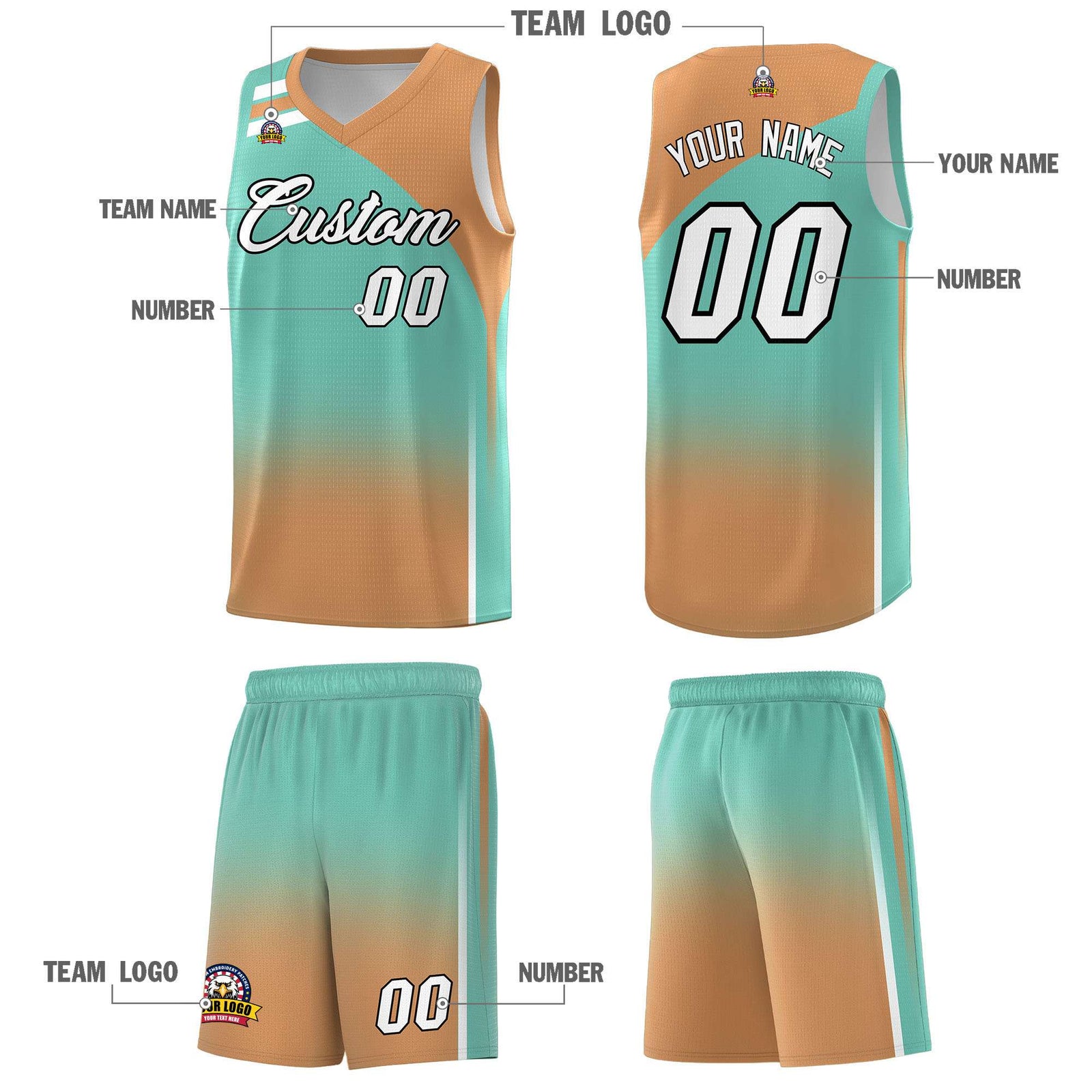 Custom Navy Buckskin Brown Gradient Fashion Sets Sports Uniform Basketball Jersey
