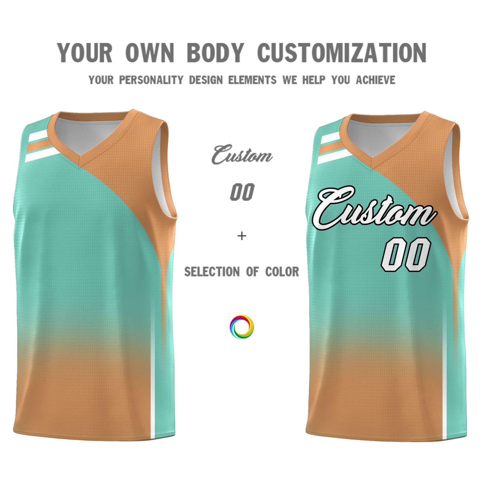 Custom Navy Buckskin Brown Gradient Fashion Sets Sports Uniform Basketball Jersey