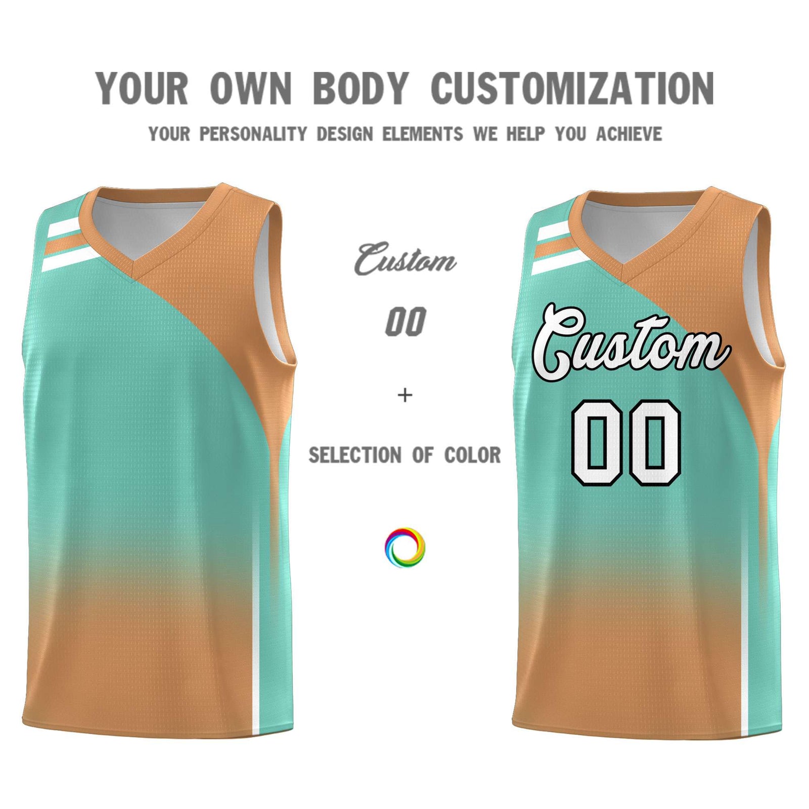 Custom Navy Buckskin Brown Gradient Fashion Sets Sports Uniform Basketball Jersey