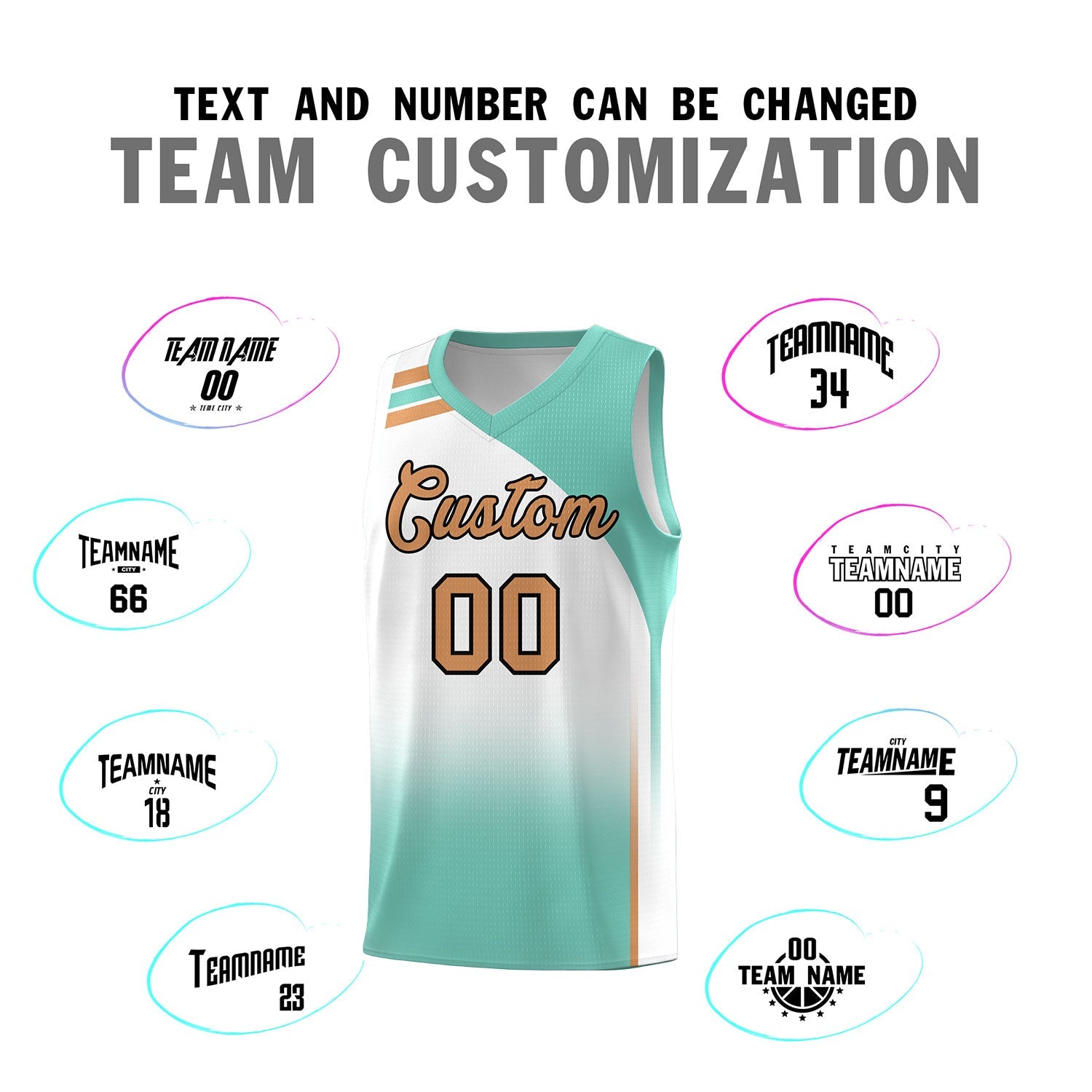 Custom White Bright Green Gradient Fashion Sets Sports Uniform Basketball Jersey