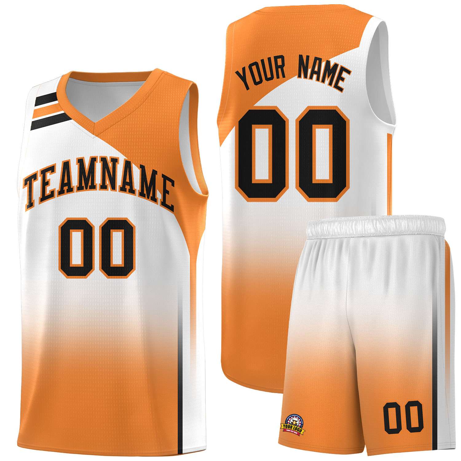 Custom White Gold Orange Gradient Fashion Sets Sports Uniform Basketball Jersey
