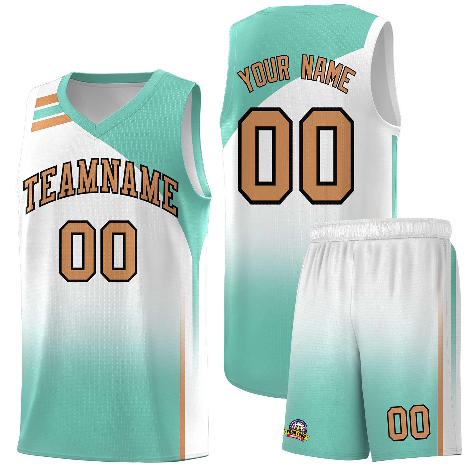 Custom White Bright Green Gradient Fashion Sets Sports Uniform Basketball Jersey