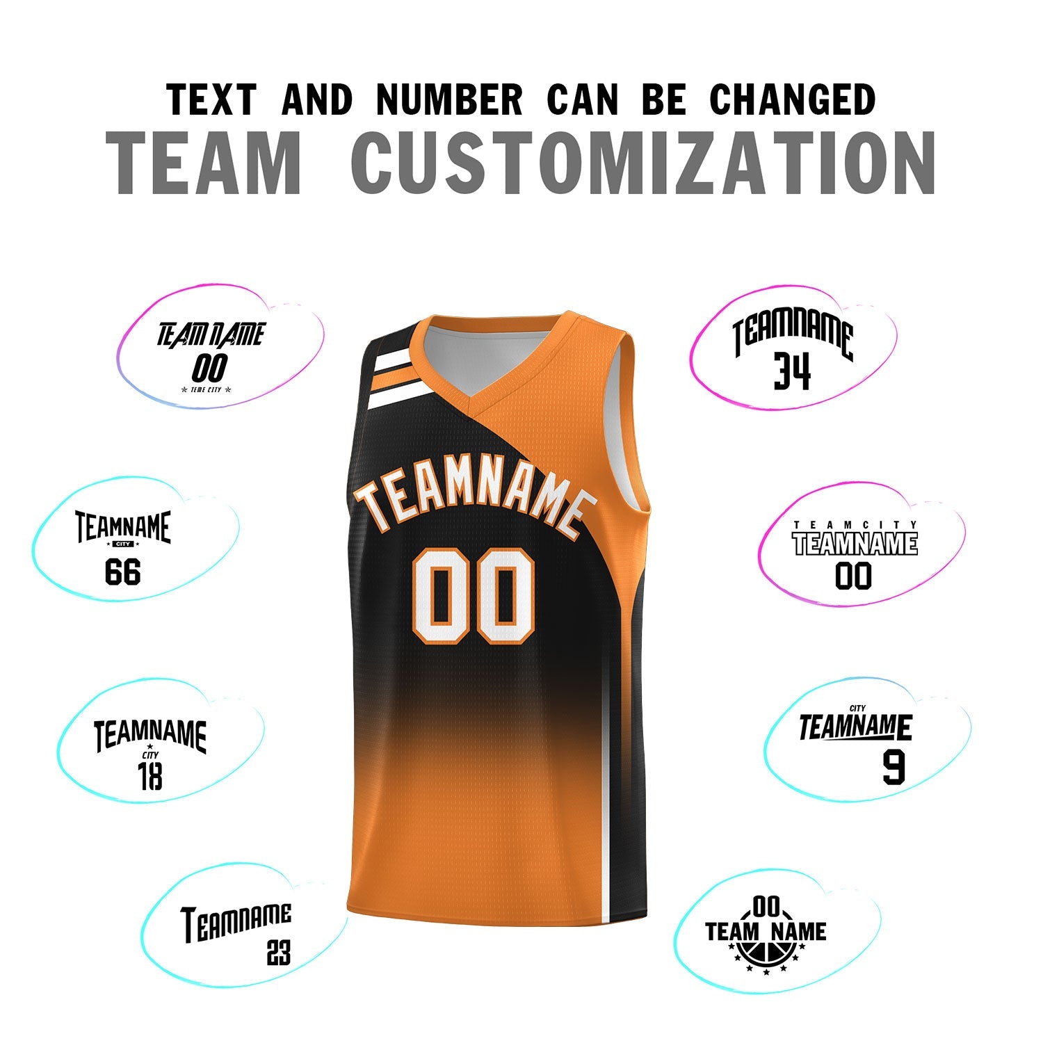 Custom Black Gold Orange Gradient Fashion Sets Sports Uniform Basketball Jersey