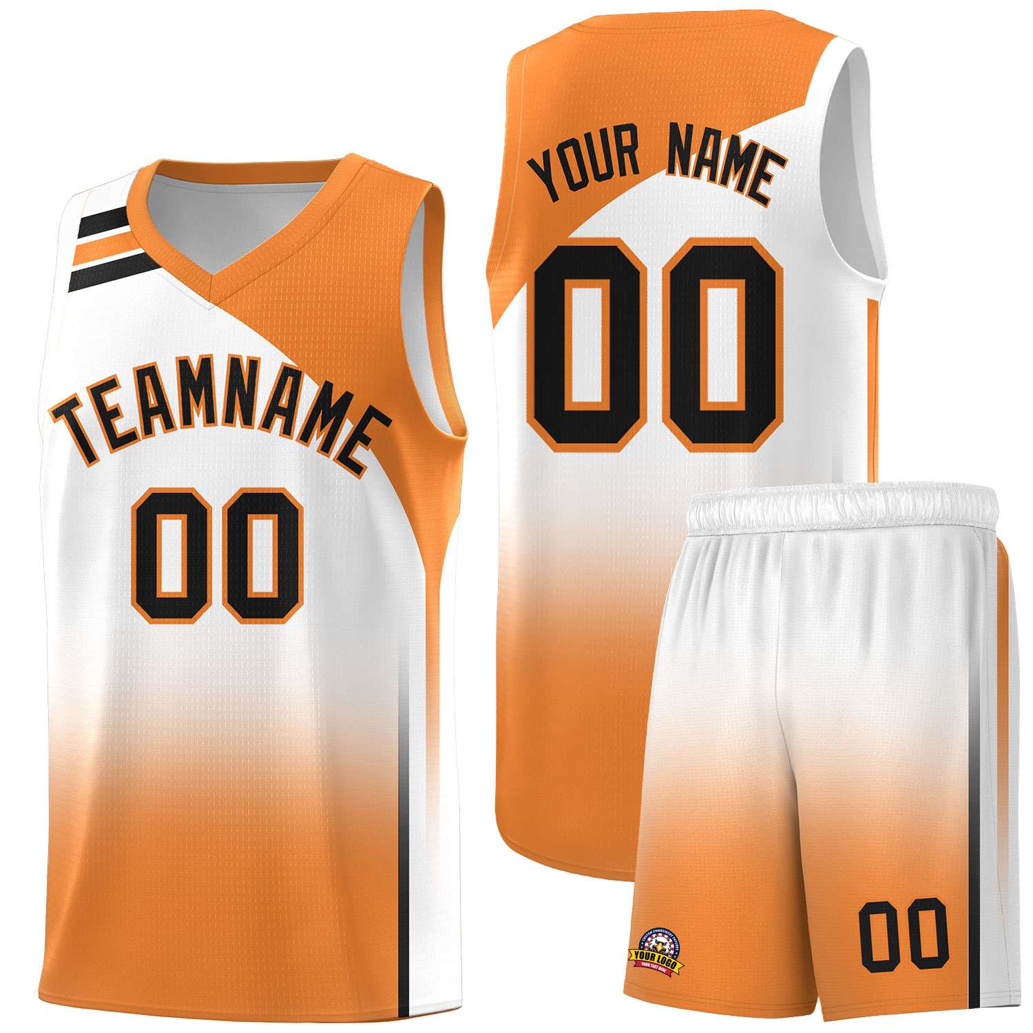 Custom White Gold Orange Gradient Fashion Sets Sports Uniform Basketball Jersey