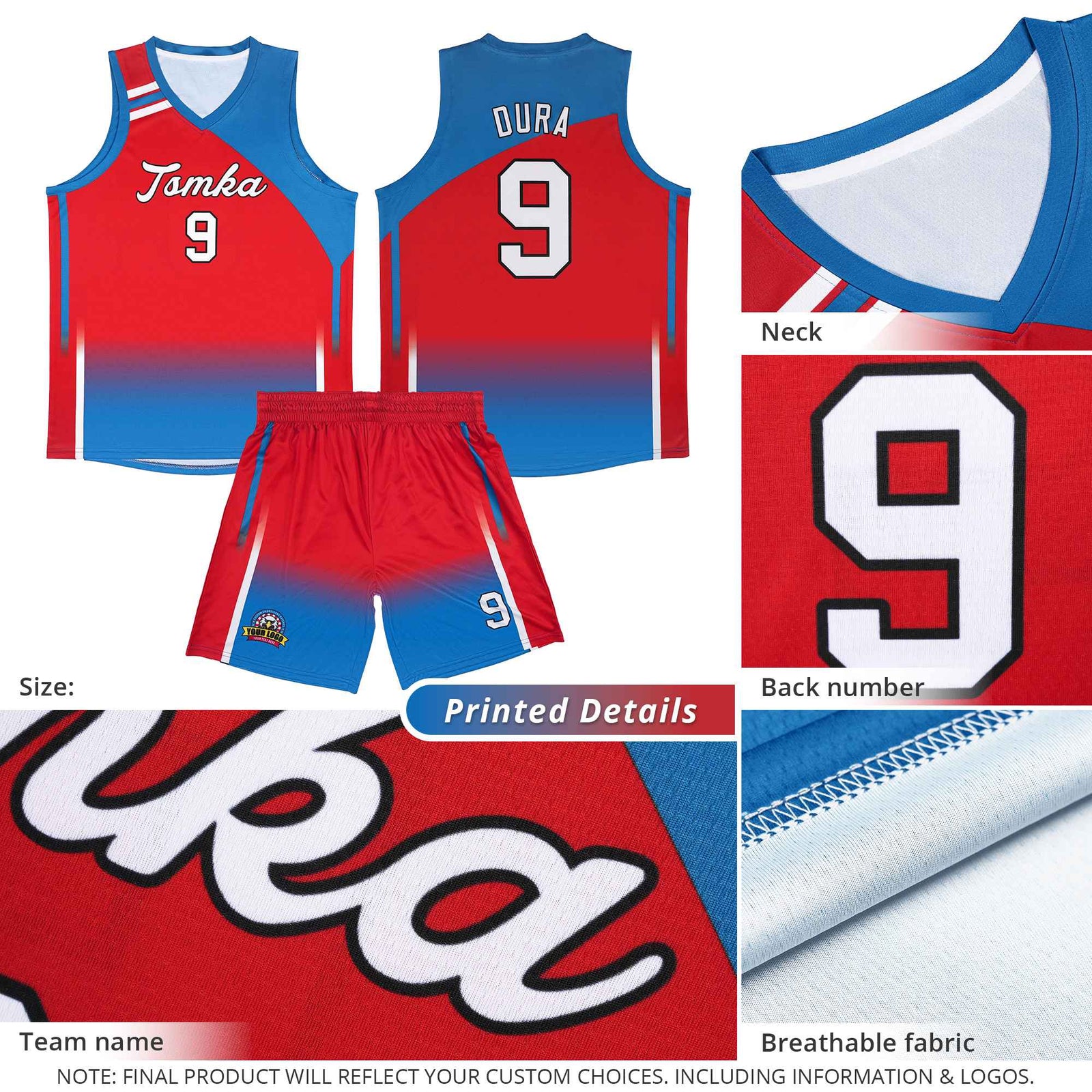 Custom White Orange Gradient Fashion Sets Sports Uniform Basketball Jersey