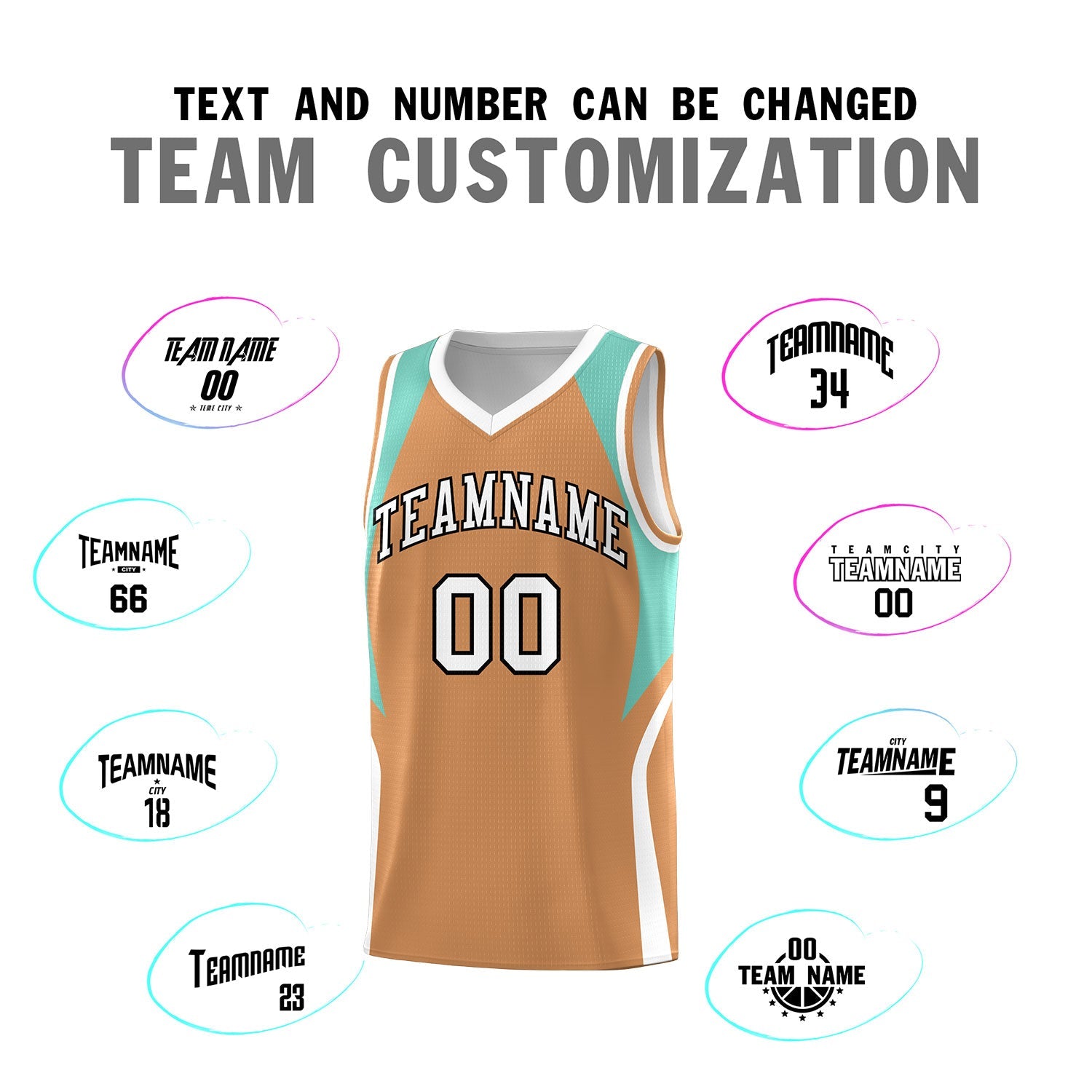 Custom Buckskin Brown Blue and White Color Block Sports Uniform Basketball Jersey