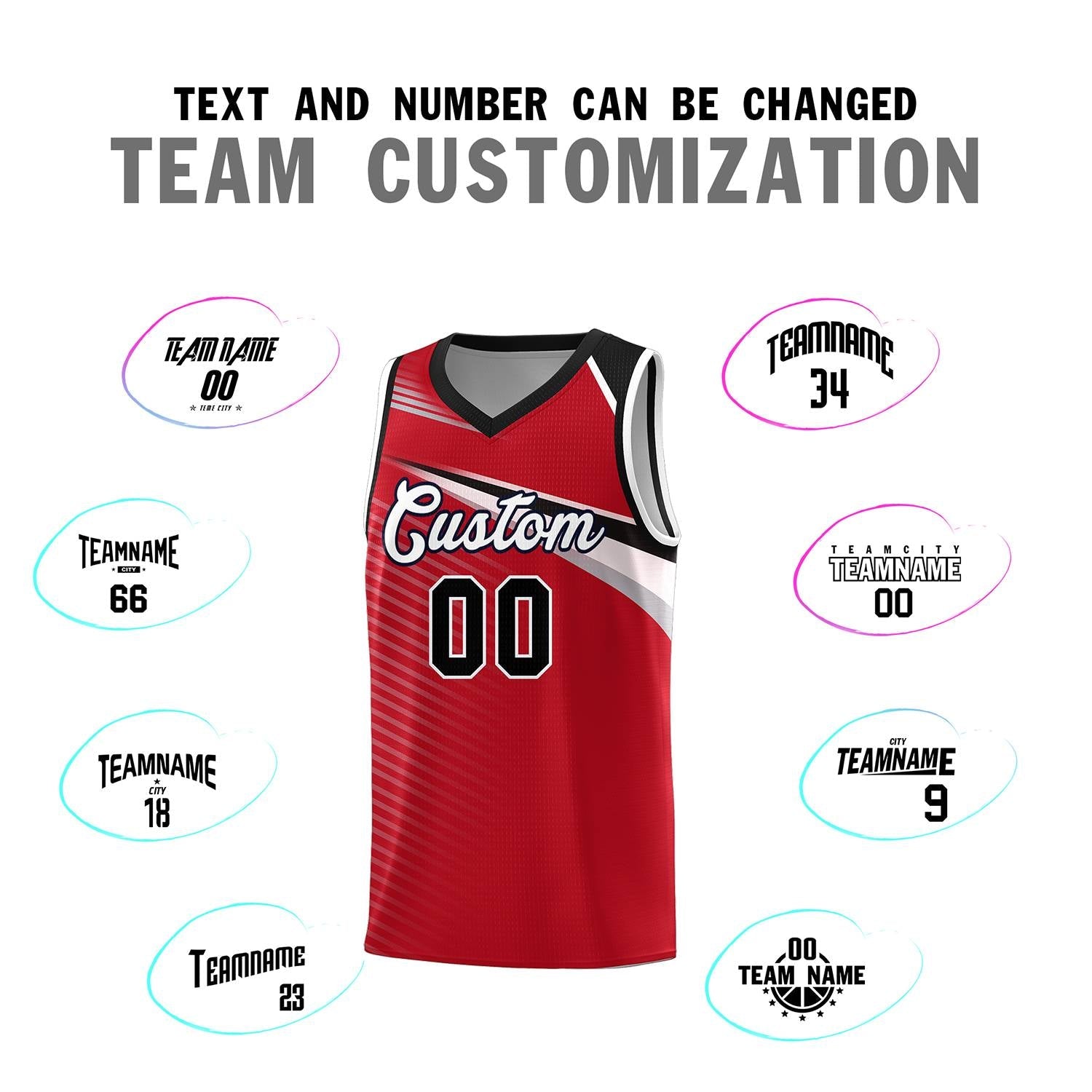 Custom Red White-Black Chest Color Block Sports Uniform Basketball Jersey