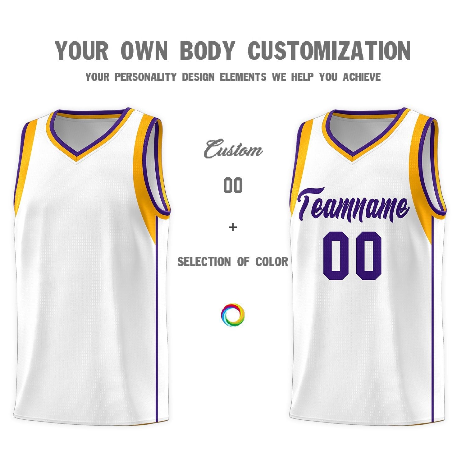 Custom White Purple-Aqua Sleeve Color Blocking Classic Sports Uniform Basketball Jersey