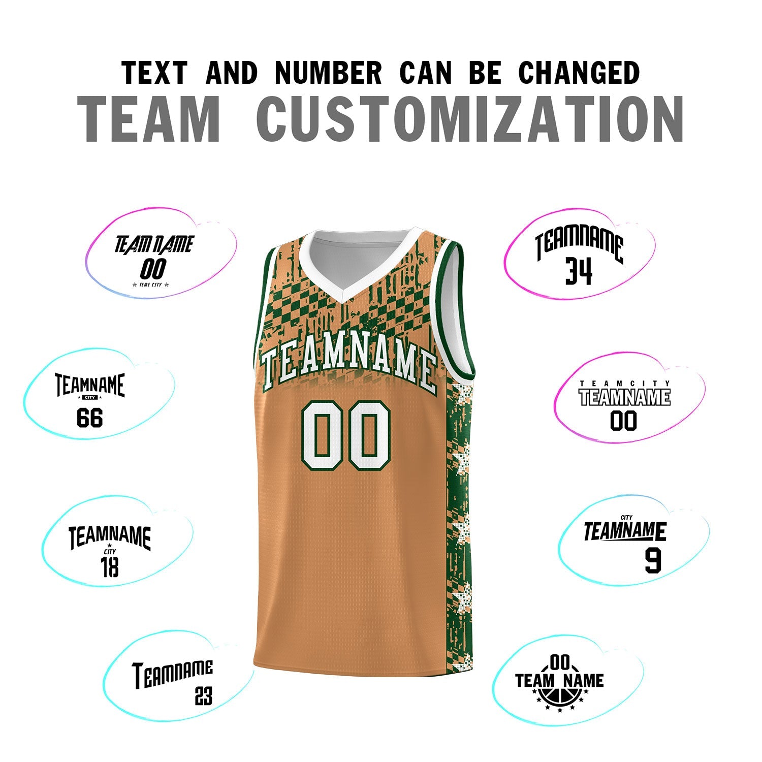 Custom Buckskin Brown Mosaic Stars Pattern Sports Uniform Basketball Jersey
