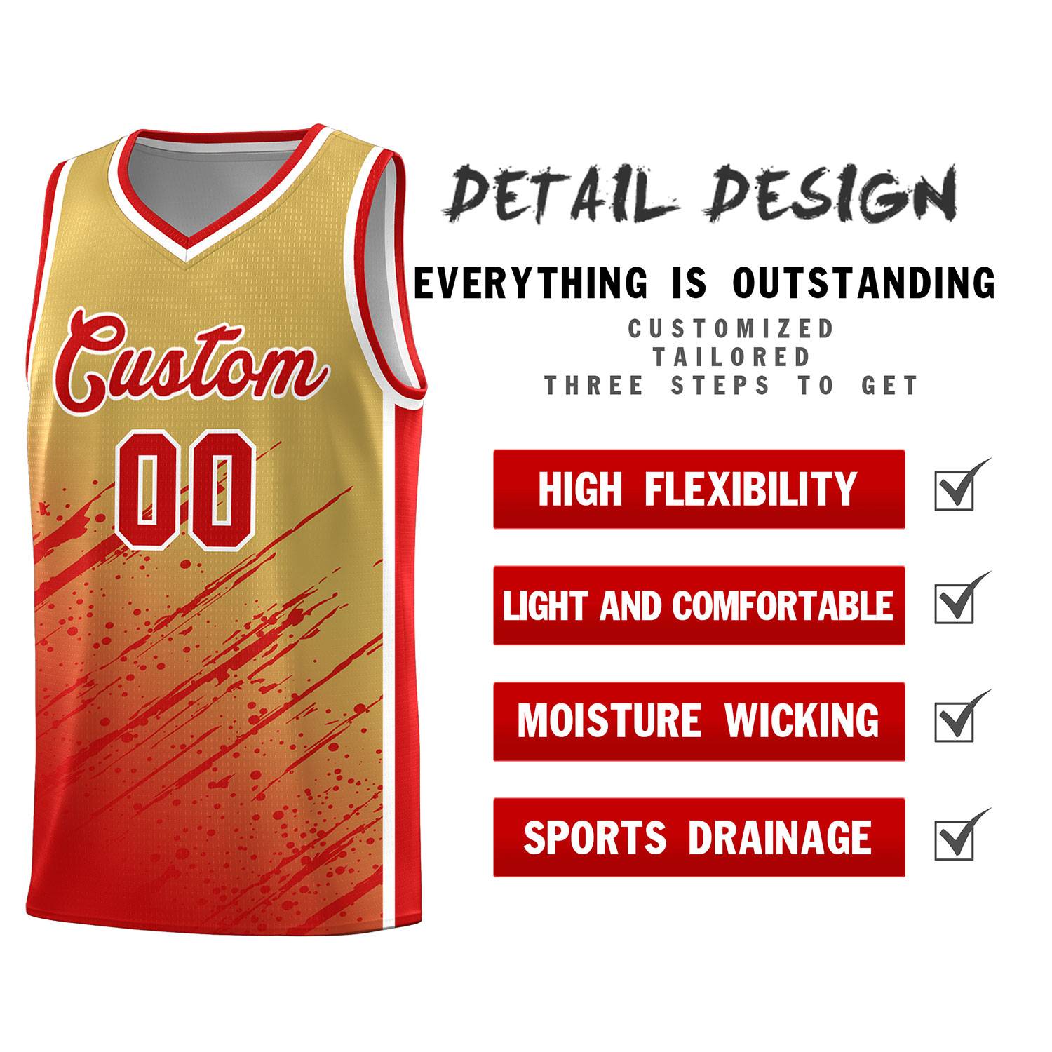 Custom Khaki Basketball Kits With Red Paint Graffiti
