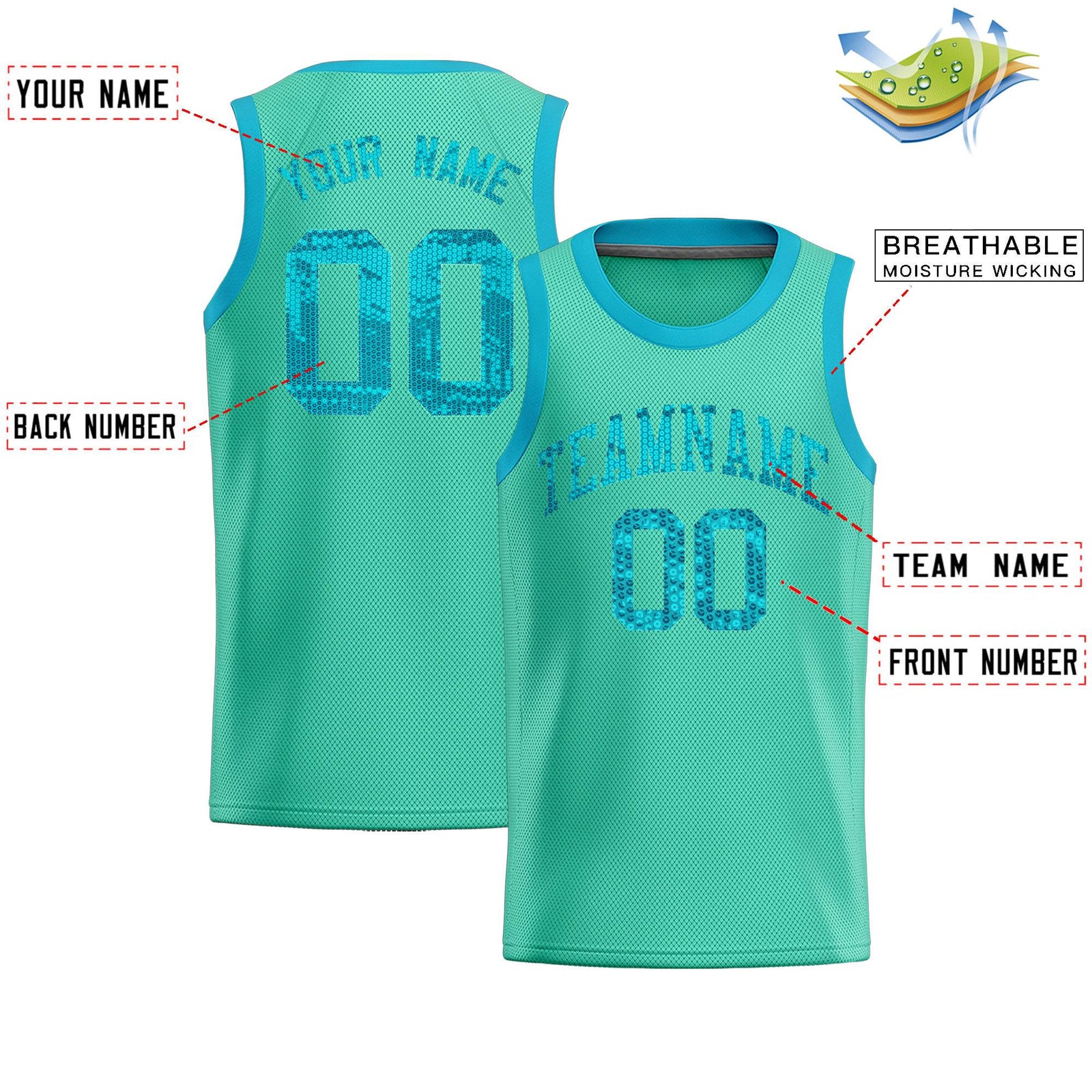 Custom Bright Green Sequined Tops Athletic Basketball Jersey