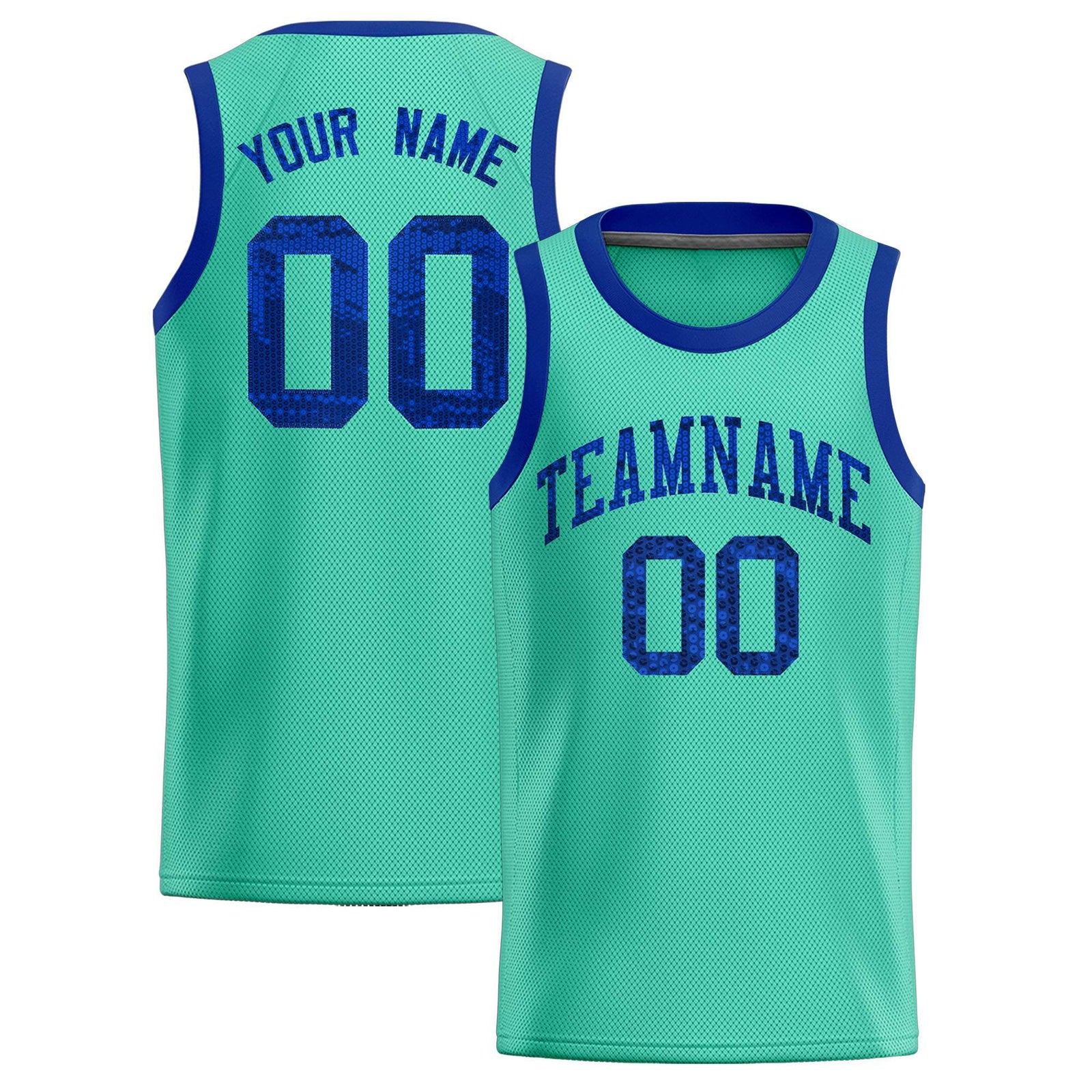 Custom Bright Green Sequined Tops Athletic Basketball Jersey