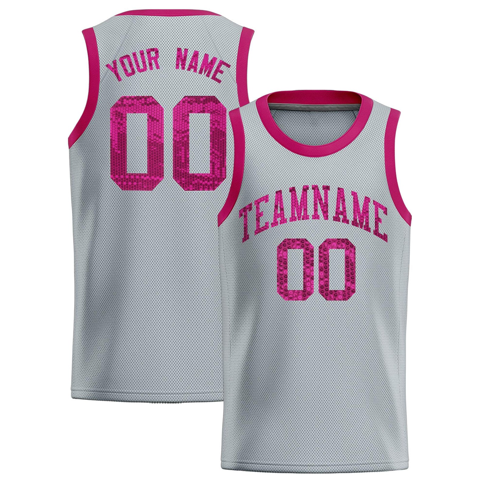 Custom Silver Sequined Tops Athletic Basketball Jersey