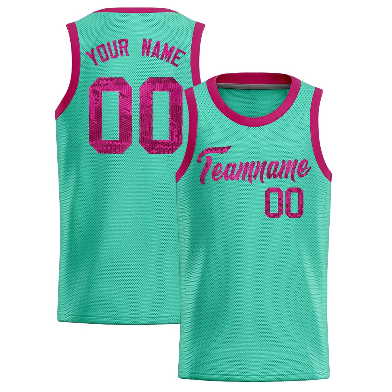 Custom Bright Green Sequined Tops Athletic Basketball Jersey