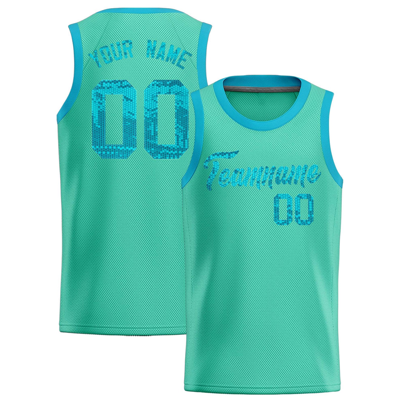 Custom Bright Green Sequined Tops Athletic Basketball Jersey